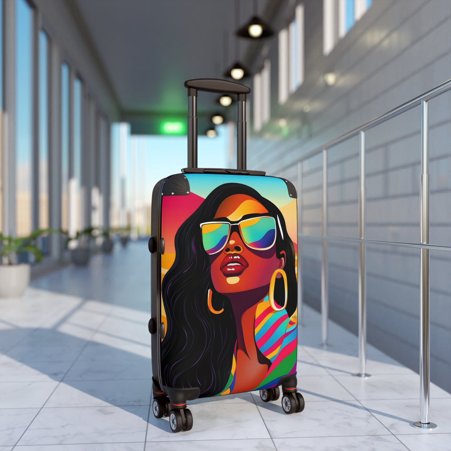 Vacay Vibes Black Woman Art Hardshell Hardside Lockable Spinner Suitcase Luggage