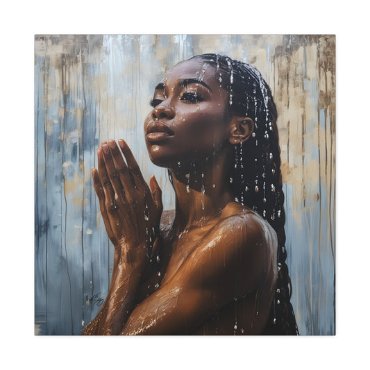 Naturally Peaceful Afrocentric Black Woman Art Canvas Wall Print