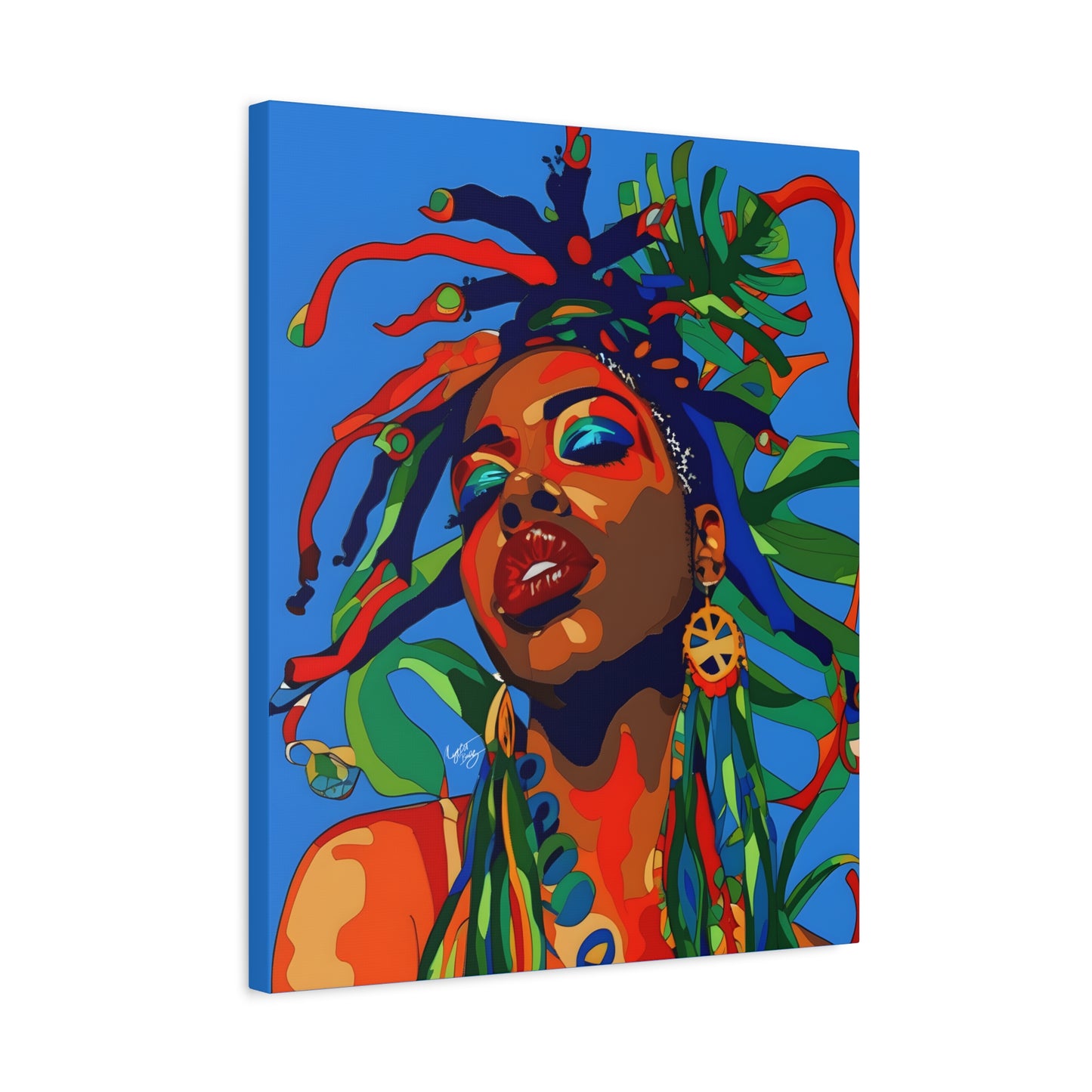 I'm Feeling It Afrocentric Black Woman Abstract Art Canvas Wall Print