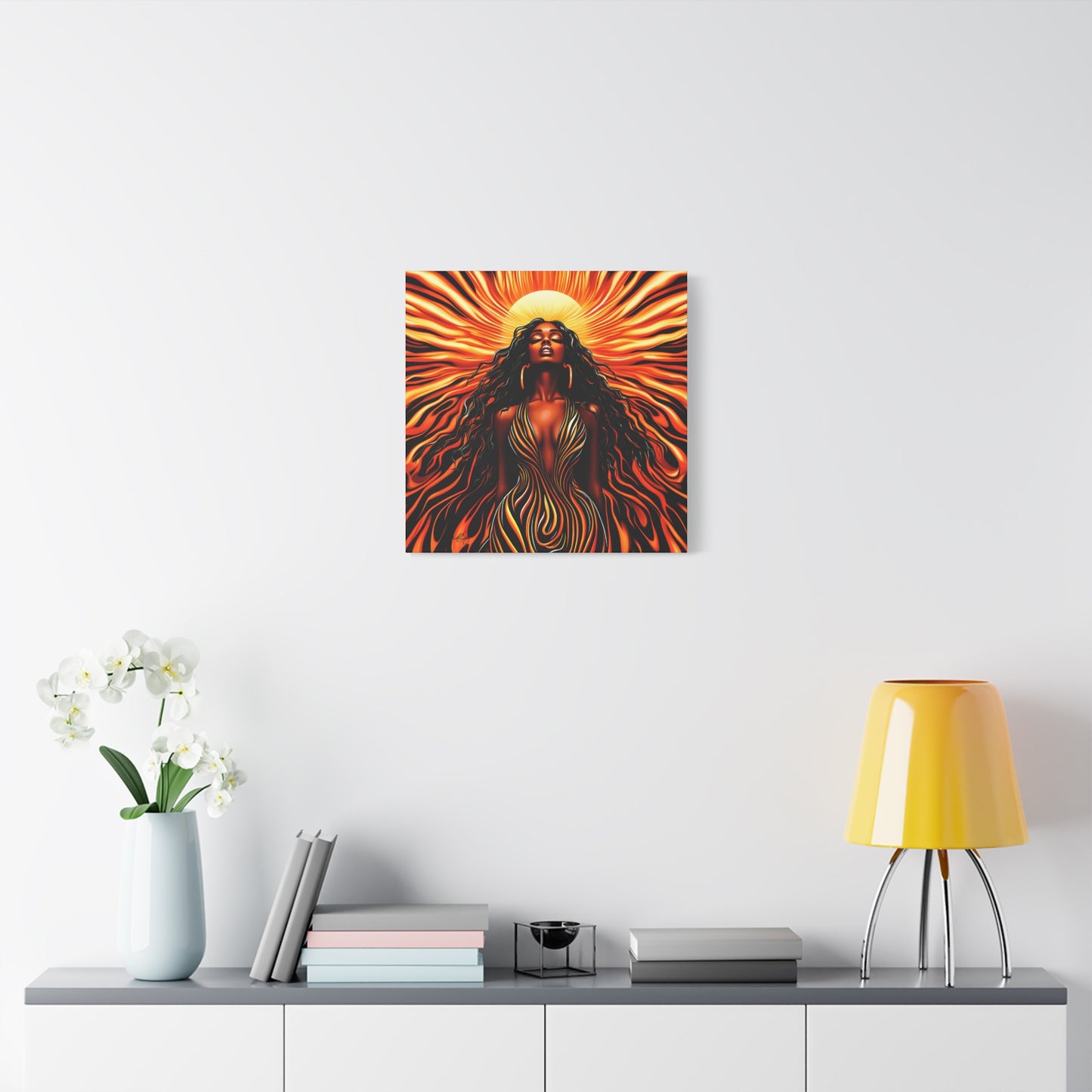 Sunkissed Afrocentric Black Woman Abstract Art Canvas Wall Print