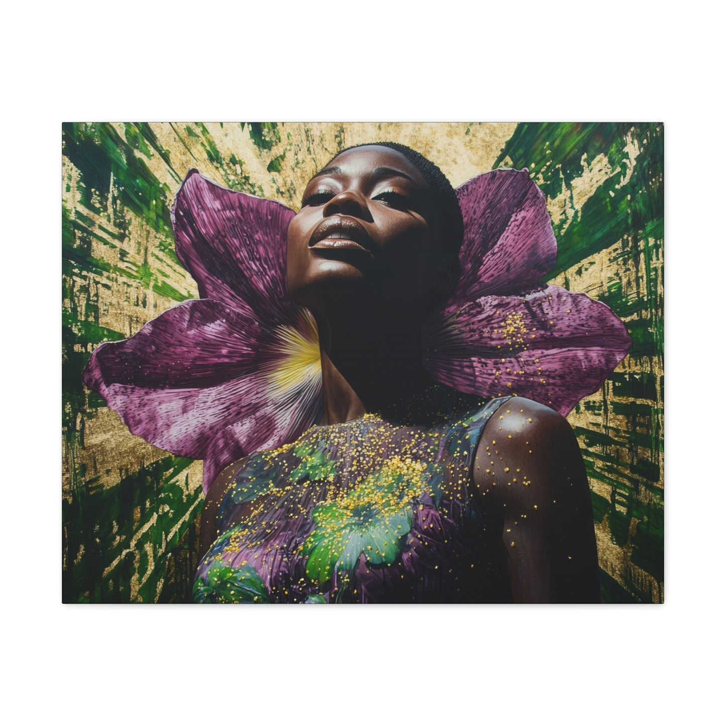 Blooming With Beauty Afrocentric Black Woman Inspirational Spiritual Art Canvas Wall Print