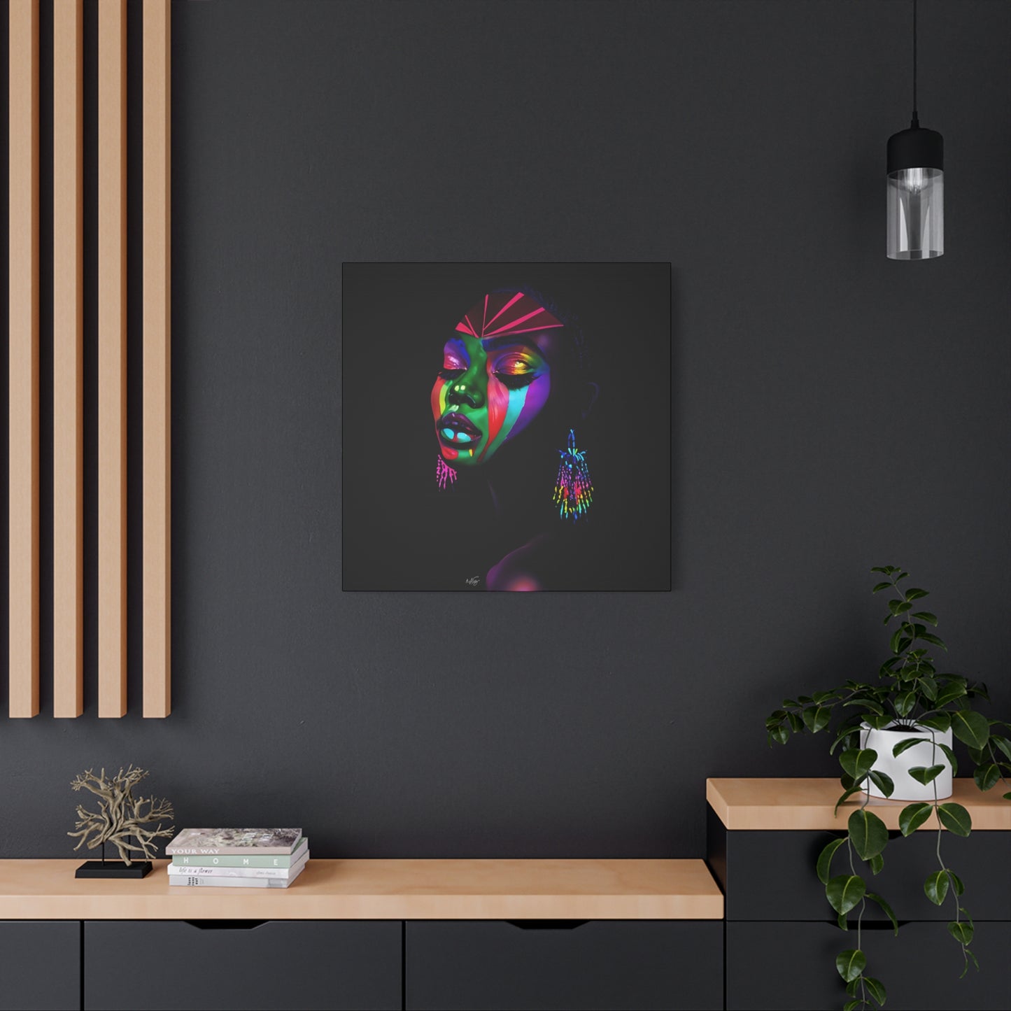 Original Makeup Black Woman Art Canvas Wall Print