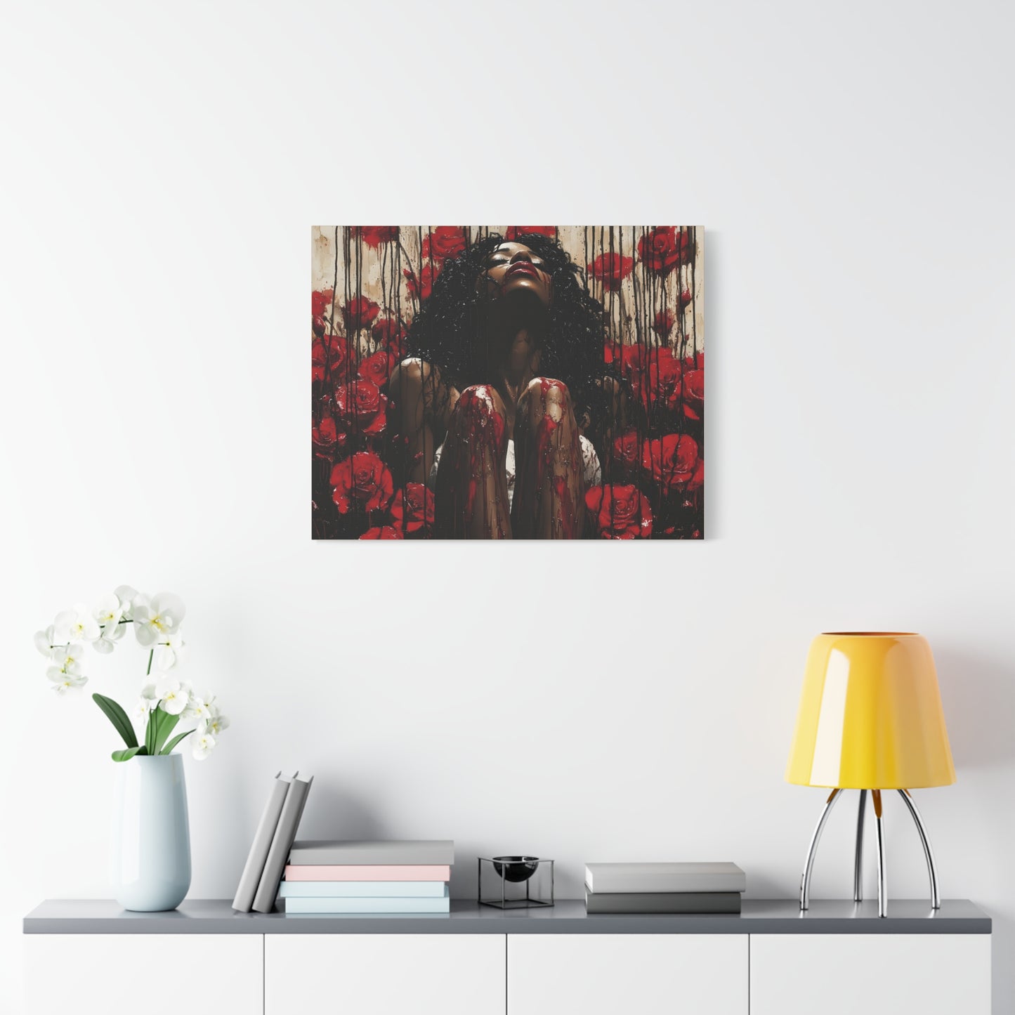 Like A Rose Black Woman Art Canvas Wall Print