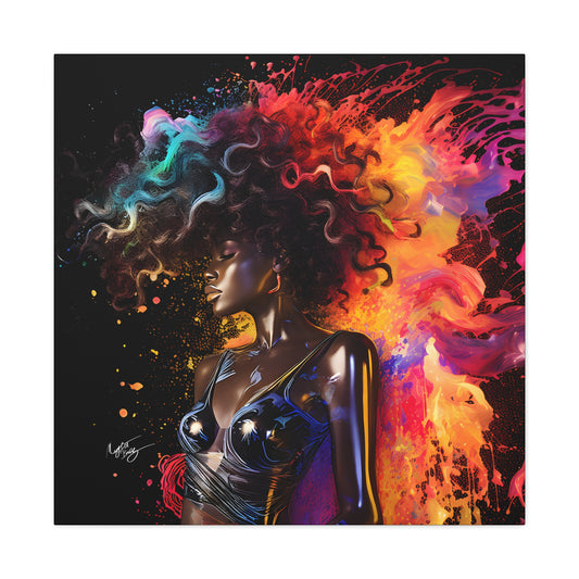 Colors Of The Universe Afrocentric Black Woman Abstract Fantasy Art Canvas Wall Print