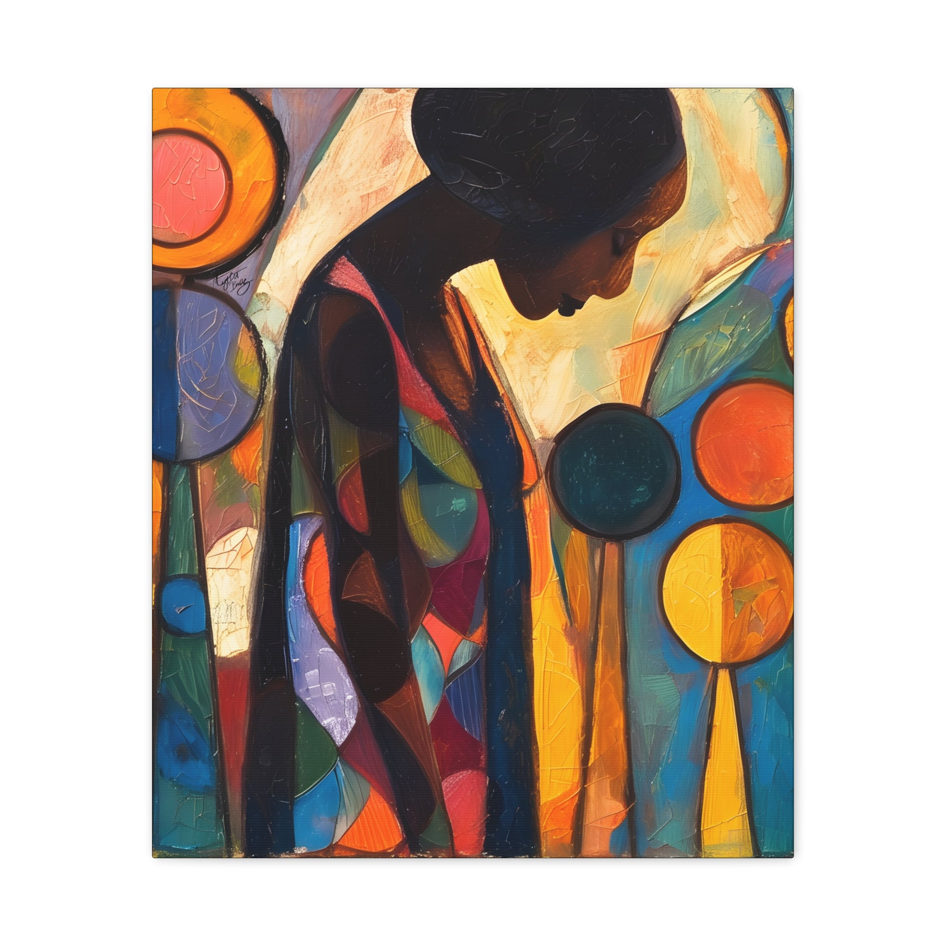 At Peace In Abstract Afrocentric Black Woman Abstract Art Canvas Wall Print - Xtreme Shopper