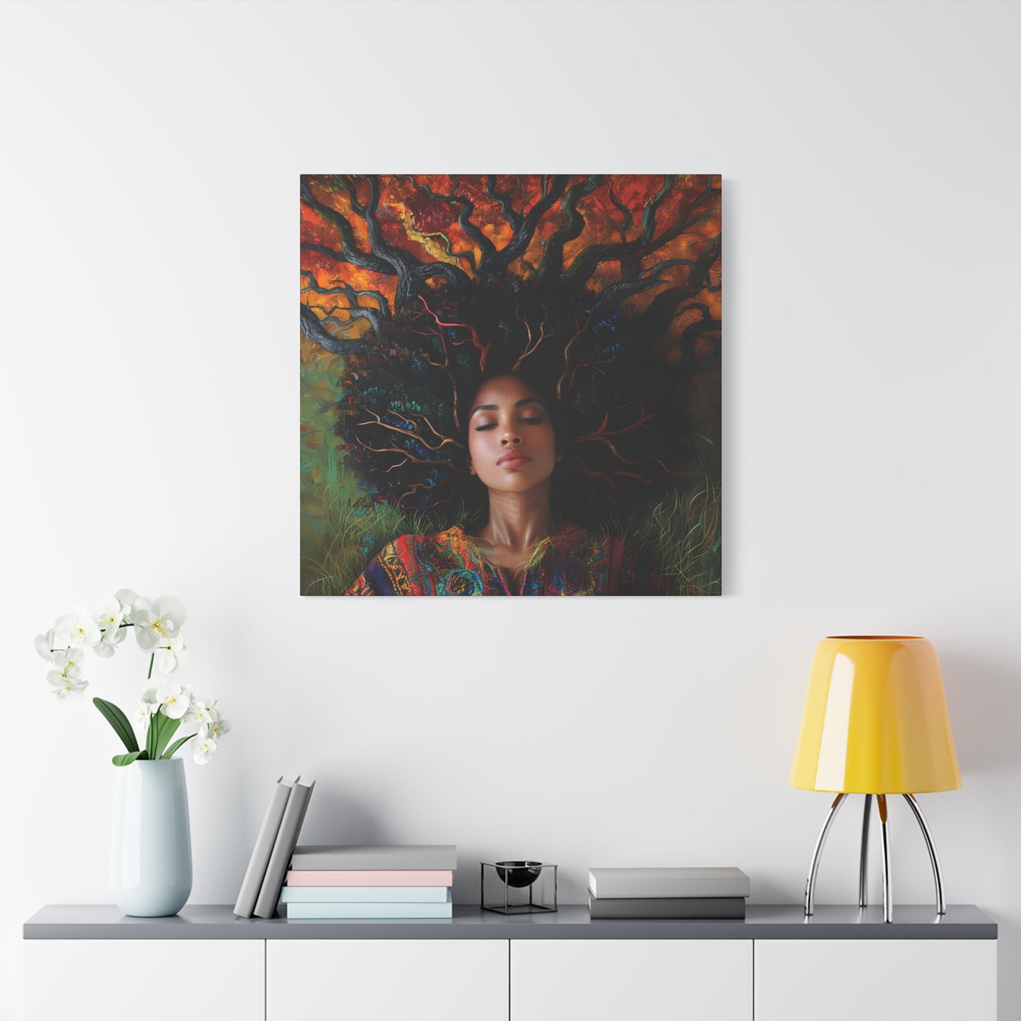 Rooted In My Mind Afrocentric Black Woman Inspirational Spiritual Art Canvas Wall Print - Xtreme Shopper