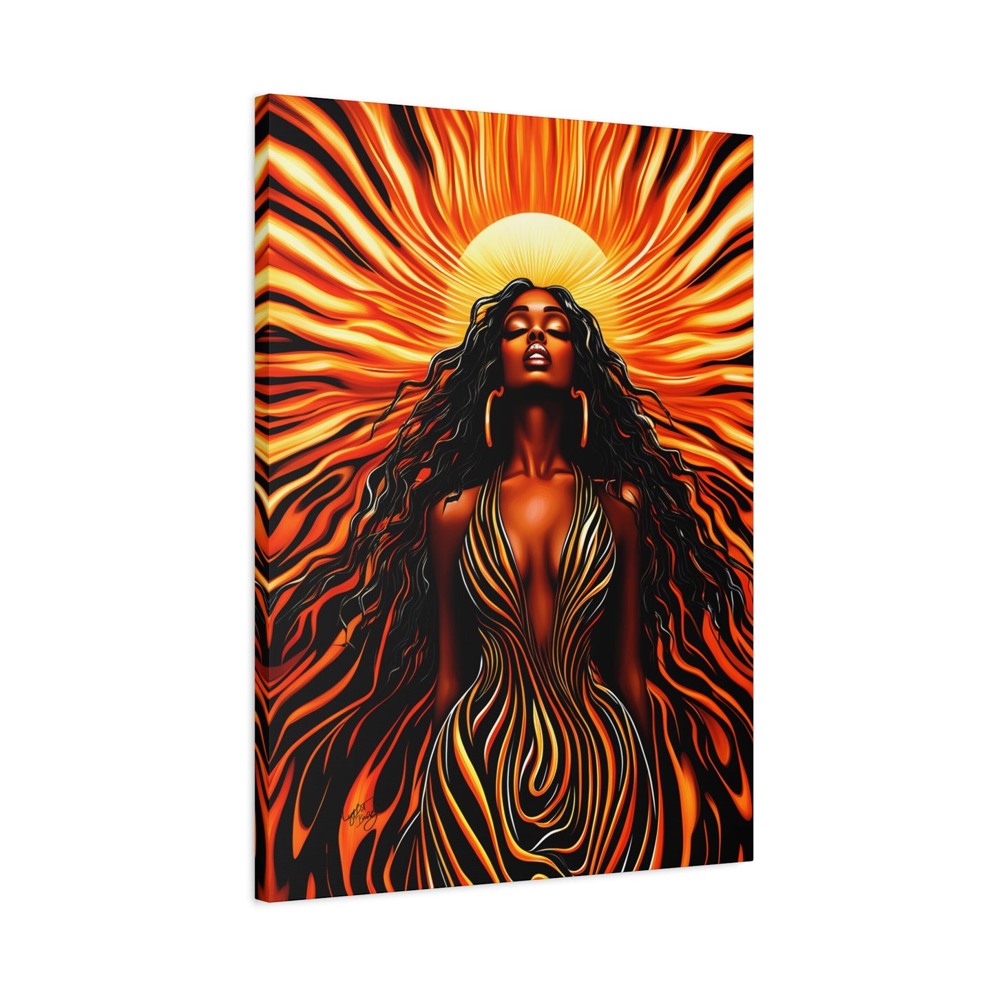 Sunkissed Afrocentric Black Woman Abstract Art Canvas Wall Print