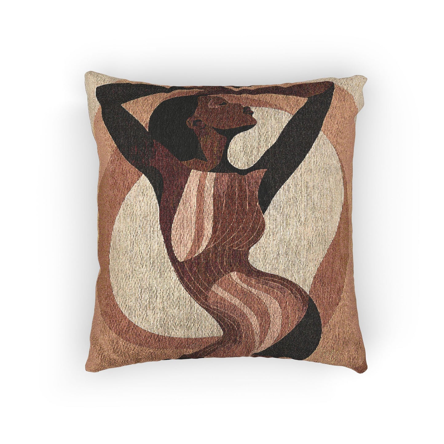 Retro Feelings Black Women Woven Pillow