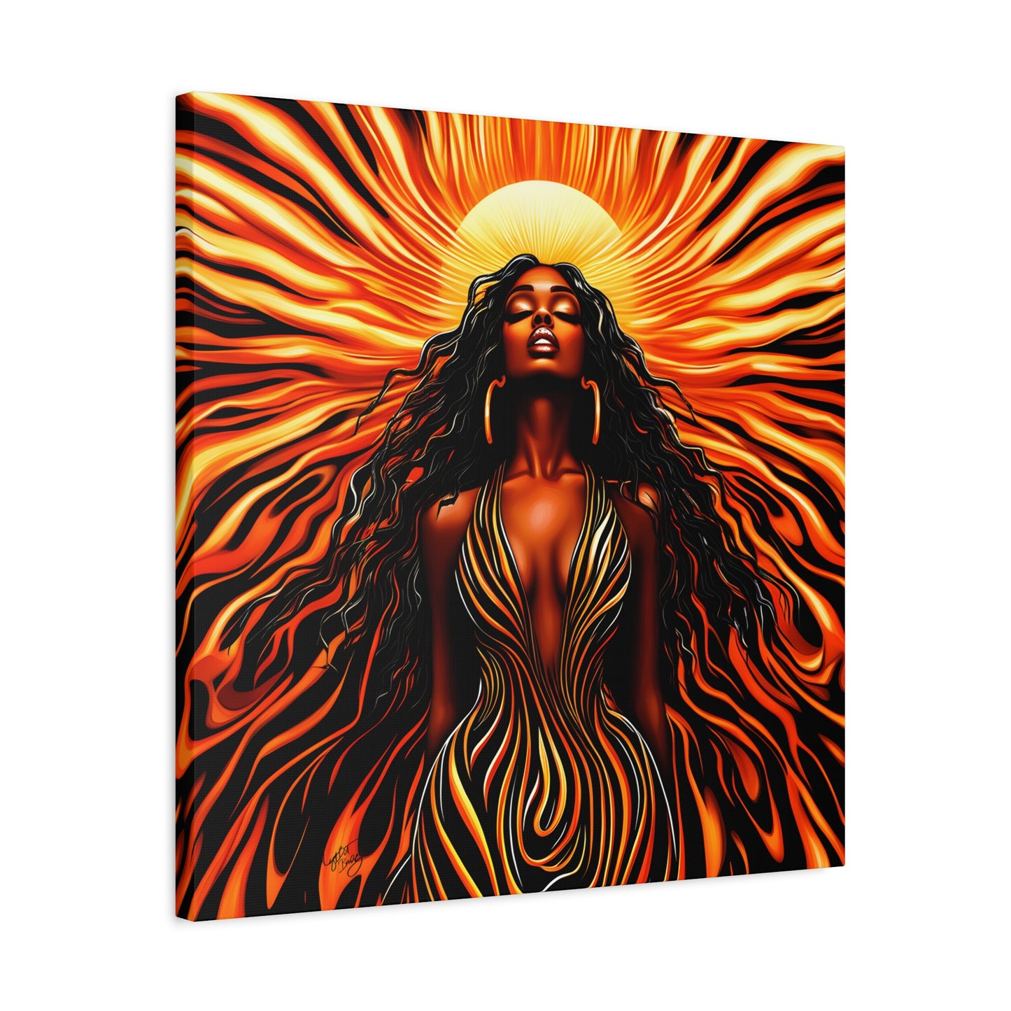 Sunkissed Afrocentric Black Woman Abstract Art Canvas Wall Print