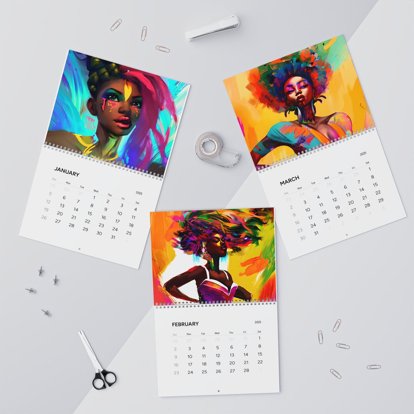 Black Girl Magic Oil Inspired Artwork Wall Calendar