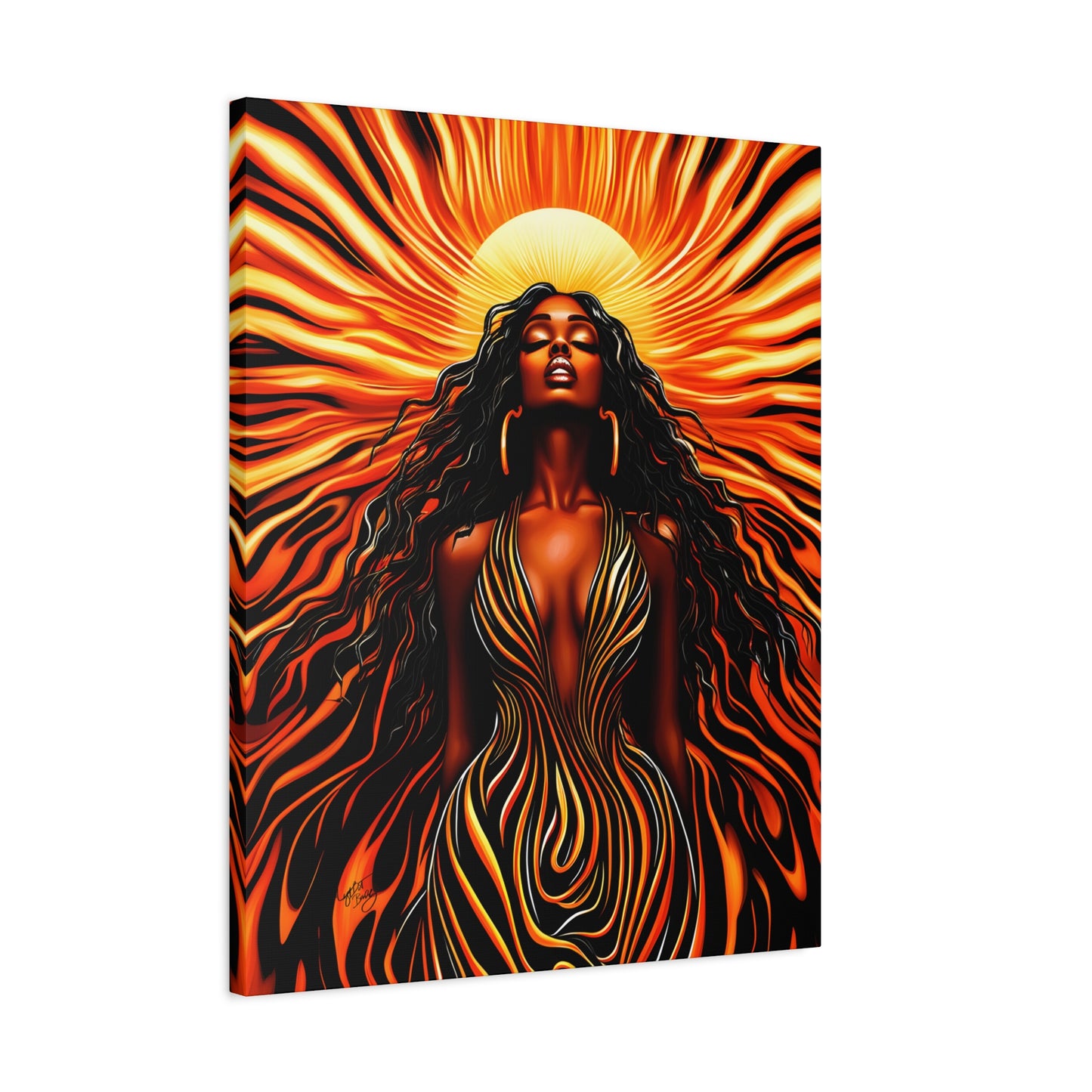 Sunkissed Afrocentric Black Woman Abstract Art Canvas Wall Print