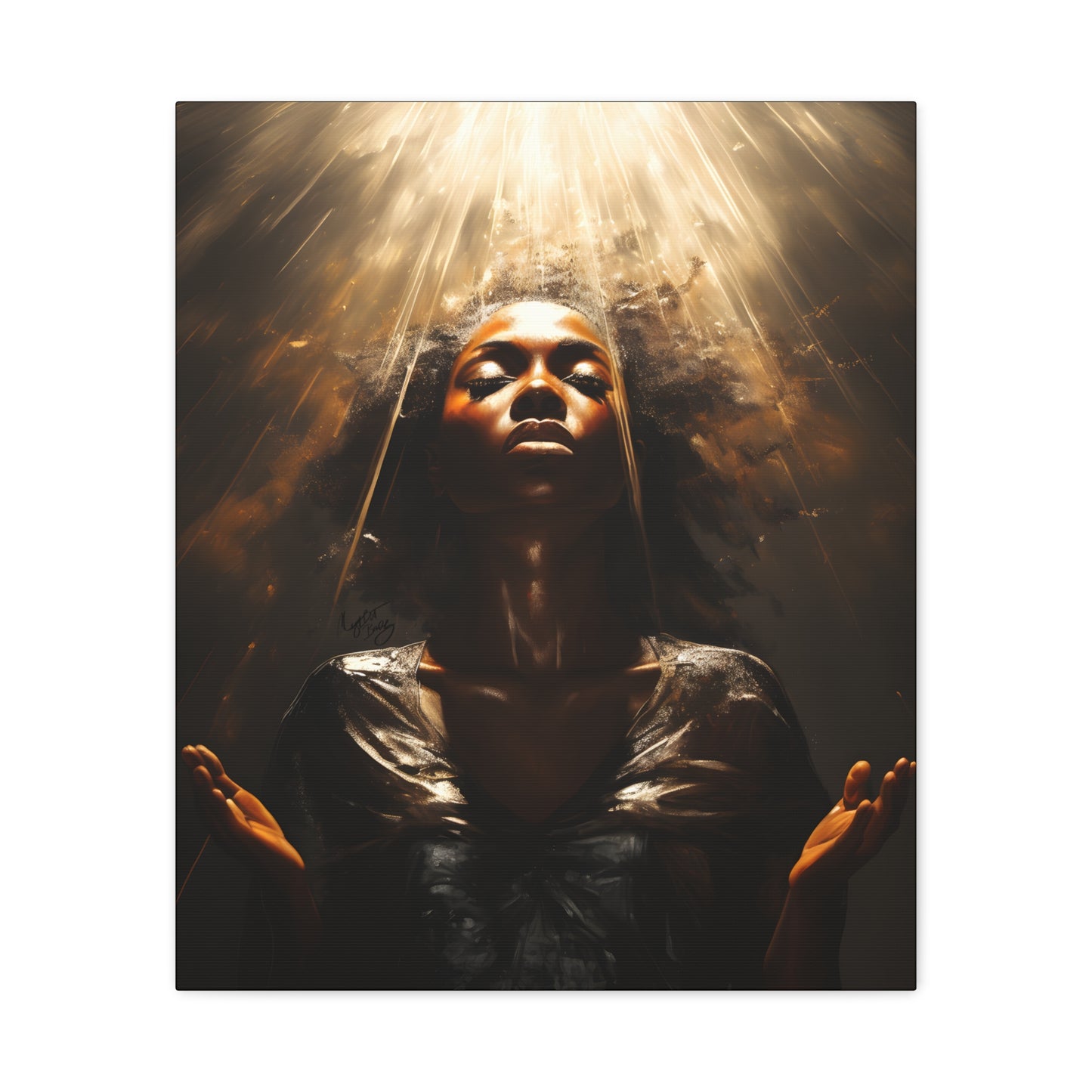 Give Me Strength Afrocentric Black Woman Inspirational Spiritual Art Canvas Wall Print