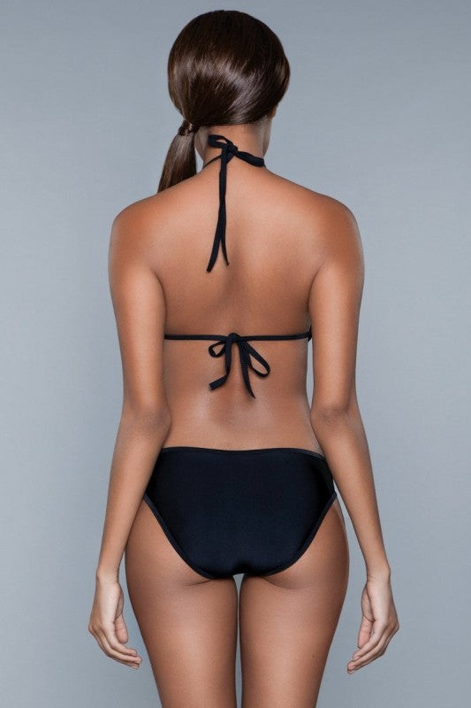 Be Wicked Violet Black Sexy Cutout Ruffled One Piece Swimsuit - Xtreme Shopper