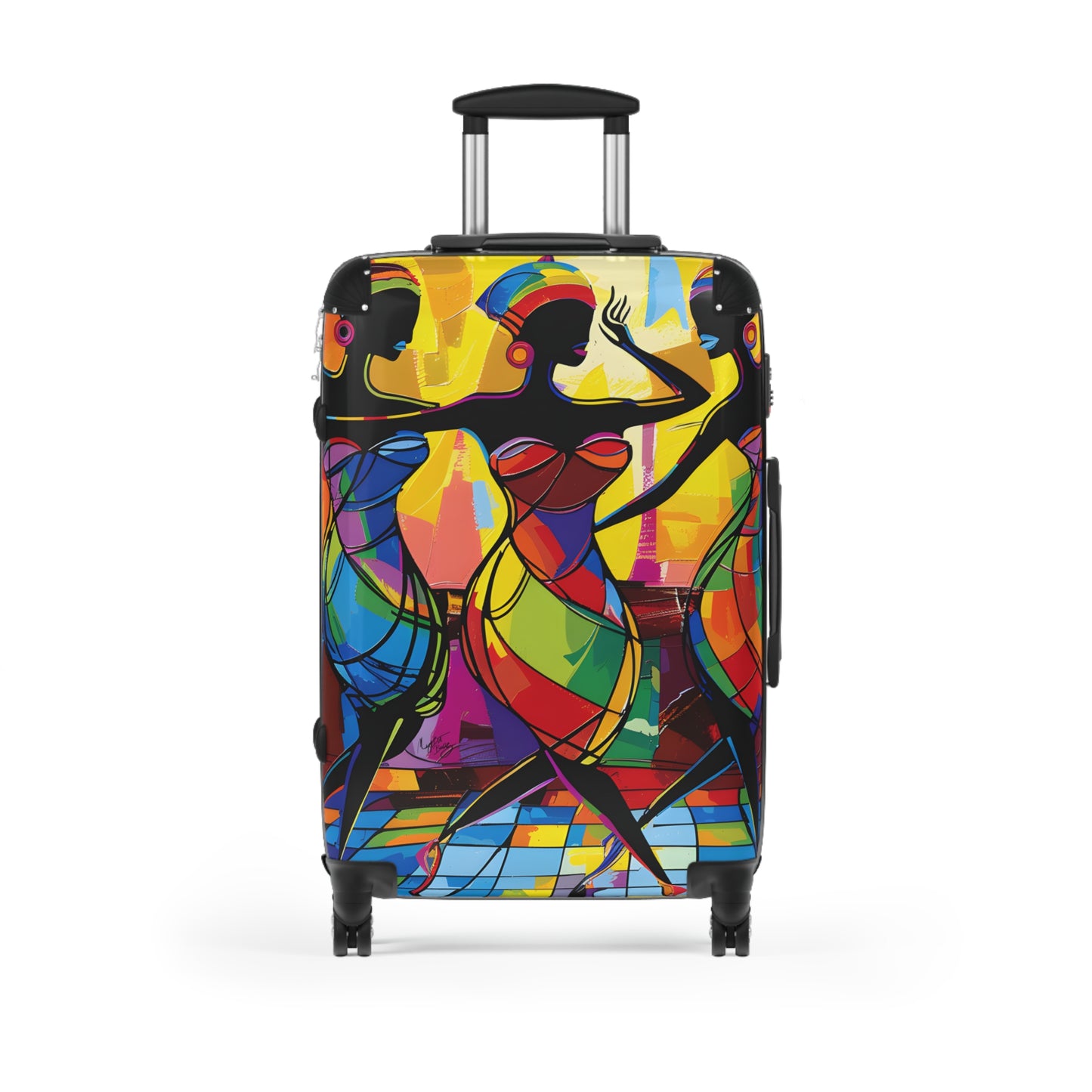 Club Trio Black Woman Art Hardshell Hardside Lockable Spinner Suitcase Luggage