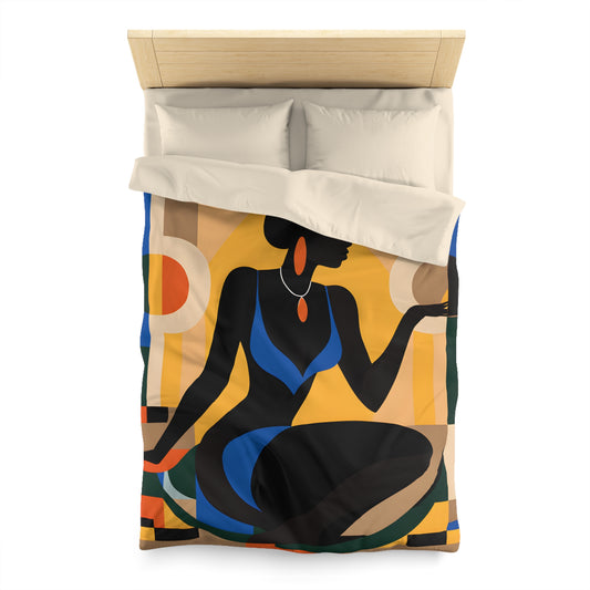 Rising Sun Black Woman Abstract Art Microfiber Duvet Cover