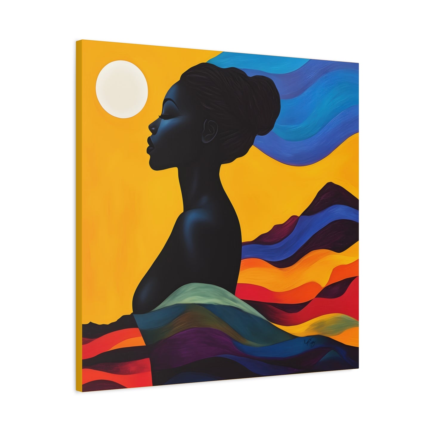 Serenity In Full Color Black Woman Art Canvas Wall Print