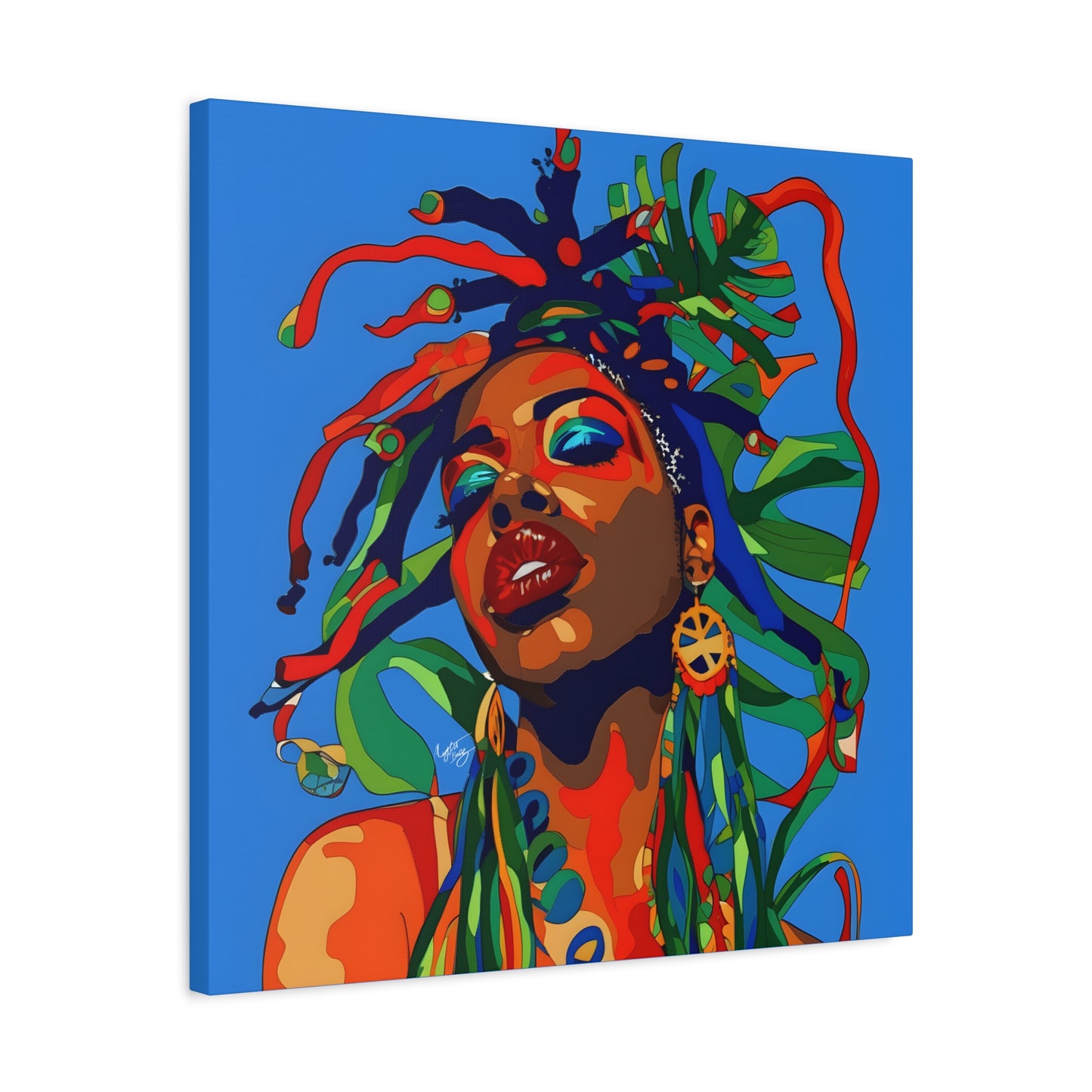 I'm Feeling It Afrocentric Black Woman Abstract Art Canvas Wall Print