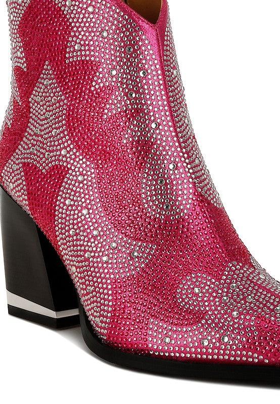 Mugler Rhinestones Embellished Western Ankle Boots - Xtreme Shopper