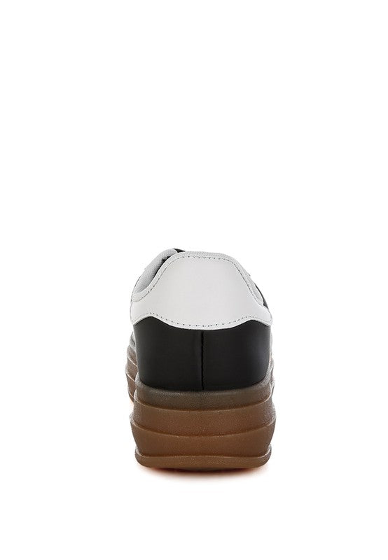 Knockout Faux Leather Lace-Up Platform Sneakers - Xtreme Shopper