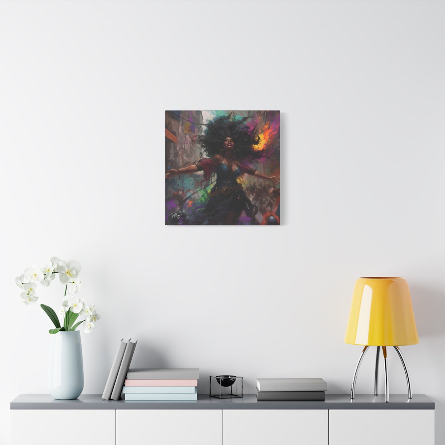 Flee To Freedom Afrocentric Abstract Black Woman Fantasy Alternative History Art Canvas Wall Print