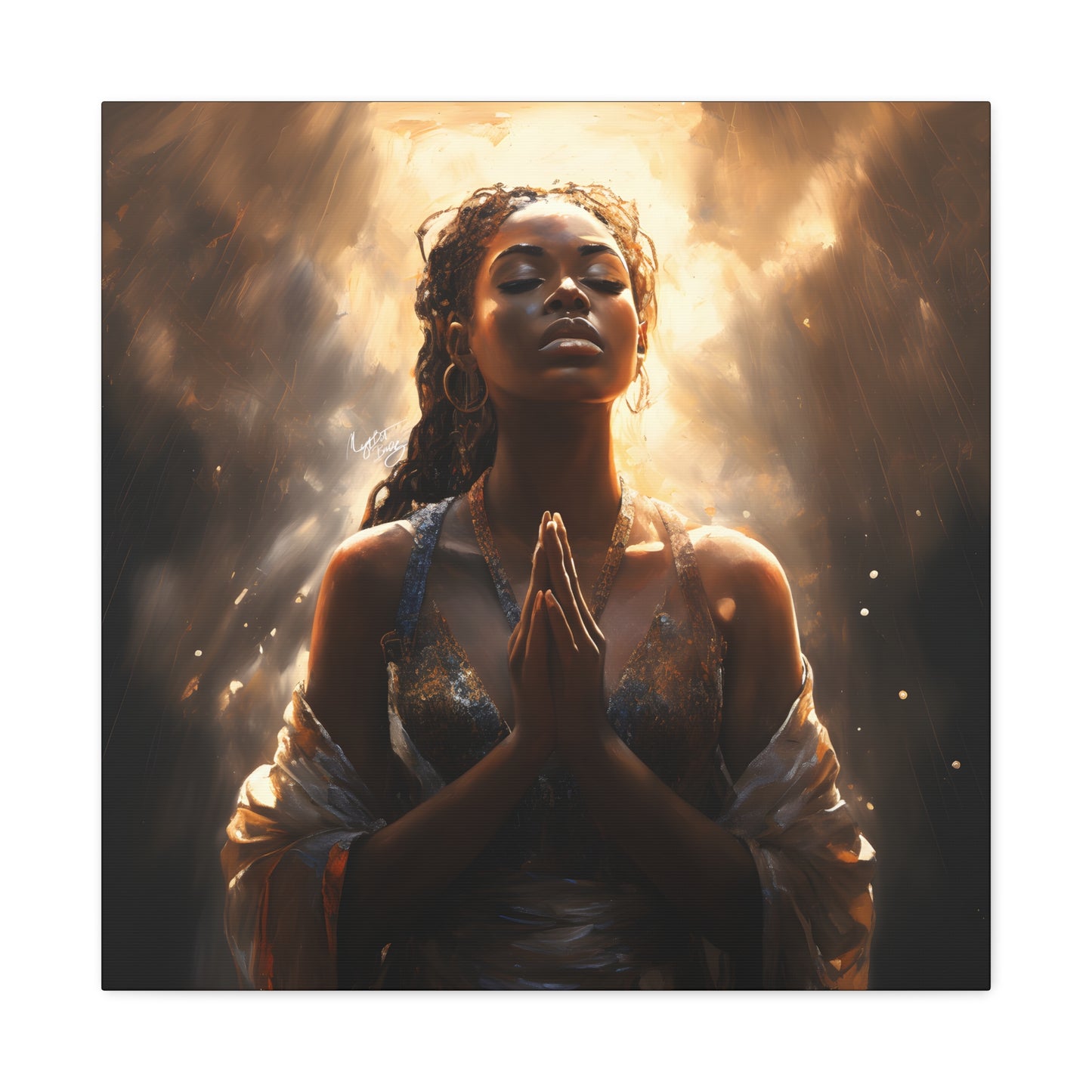 Please Listen To My Prayers Afrocentric Black Inspirational Spiritual Art Canvas Wall Print - Xtreme Shopper