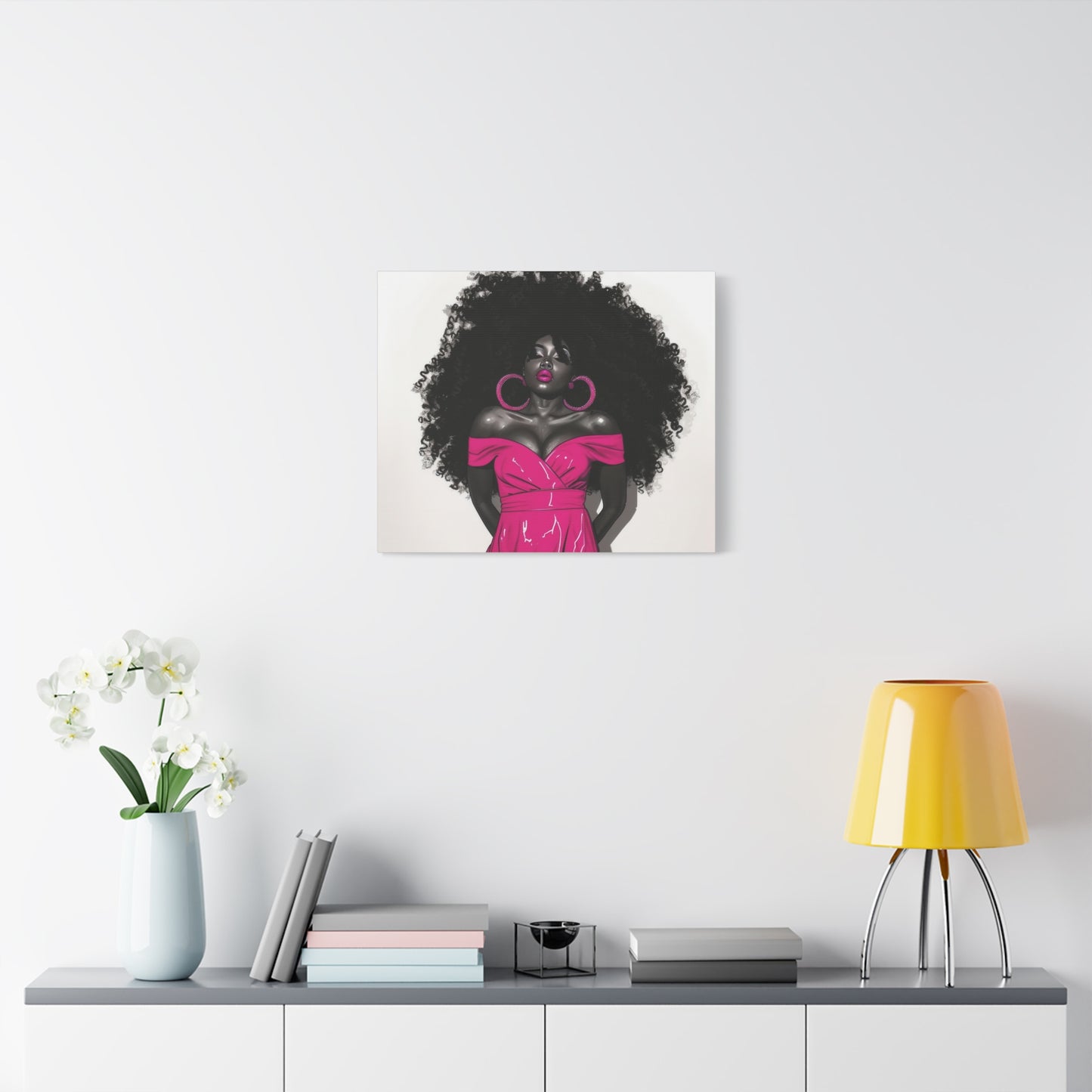 Pink Is My Color Black Woman Art Canvas Wall Print