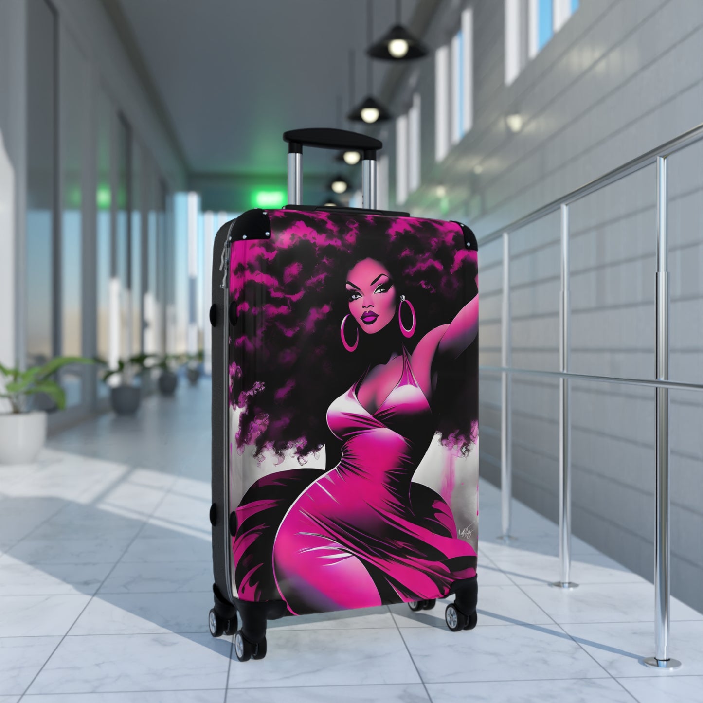 I Am She Black Woman Art Hardshell Hardside Lockable Spinner Suitcase