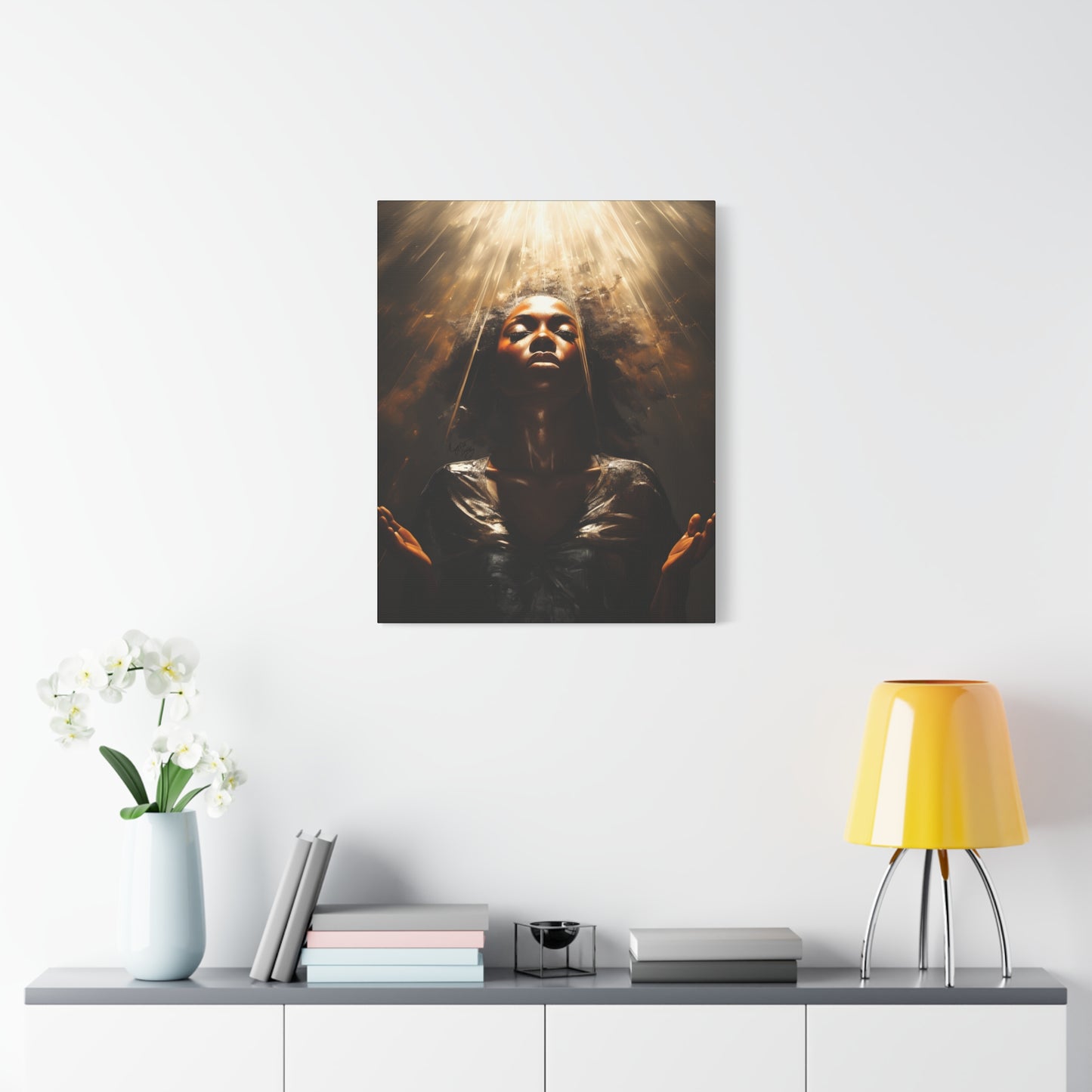 Give Me Strength Afrocentric Black Woman Inspirational Spiritual Art Canvas Wall Print