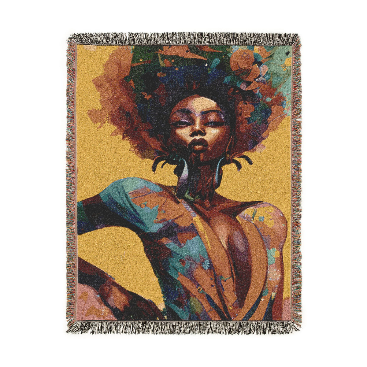Everything About Me Black Woman Art Woven Throw Blanket