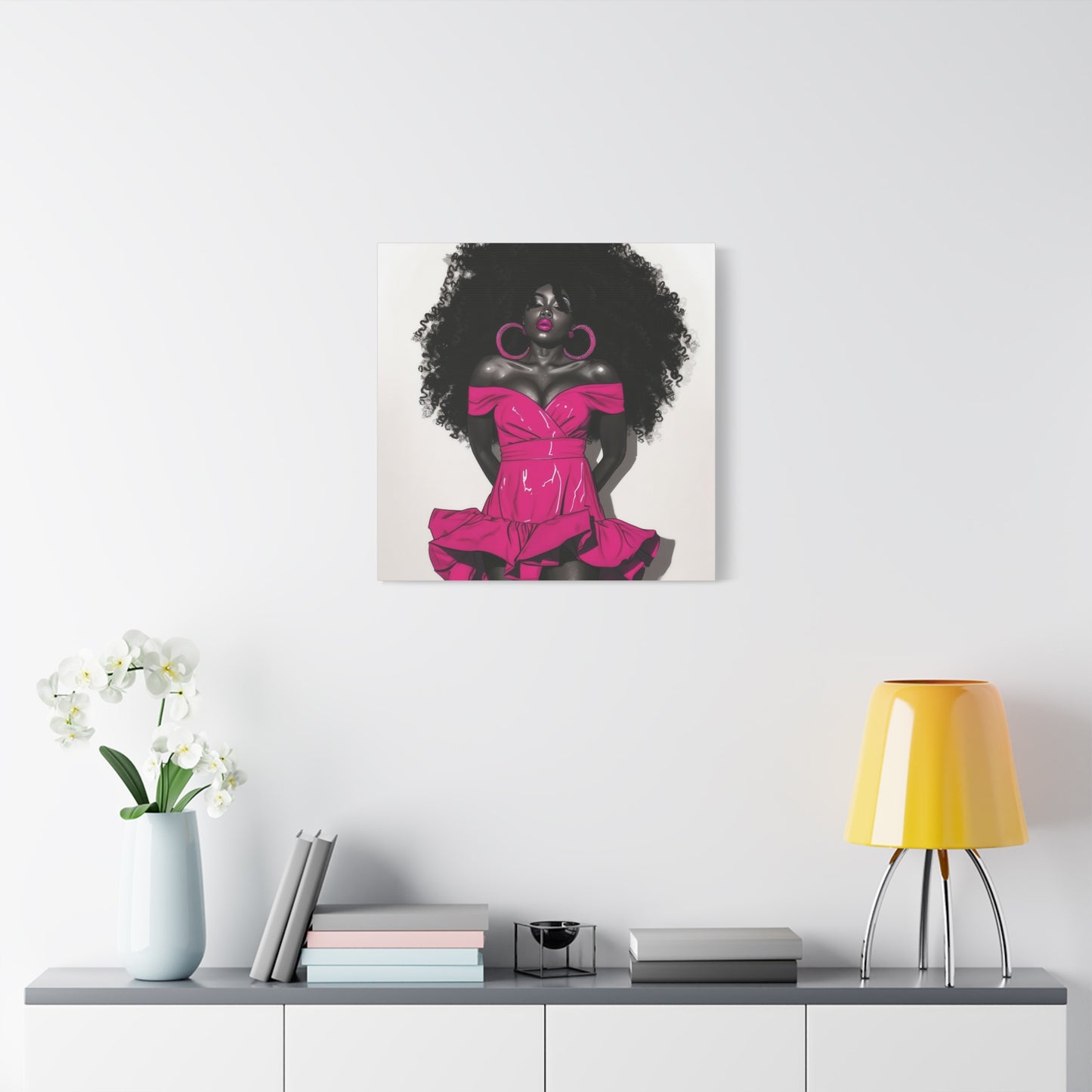 Pink Is My Color Black Woman Art Canvas Wall Print