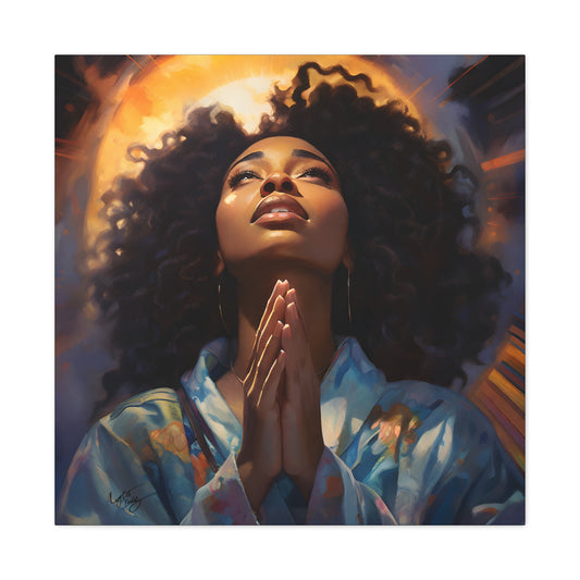 Please Deliver Me Peace The Moment Afrocentric Black Woman Spiritual Art Canvas Wall Print