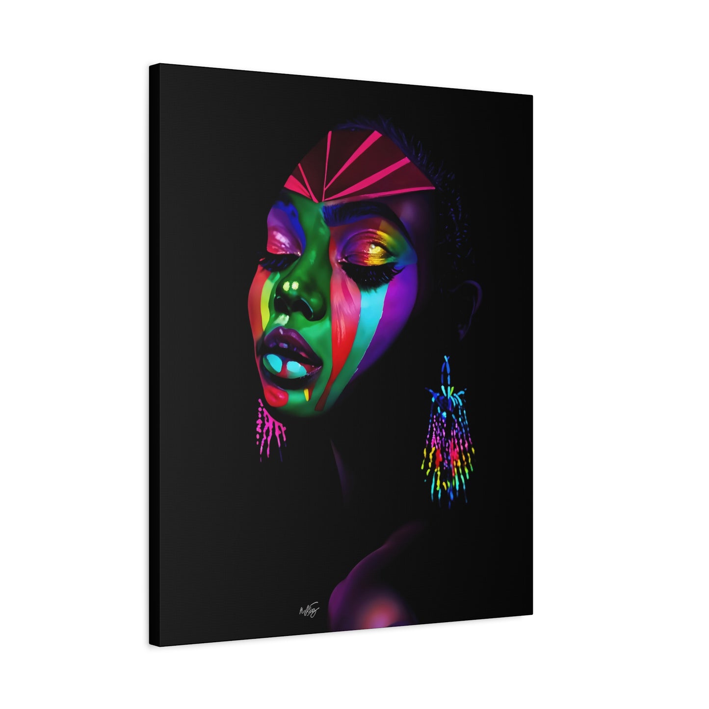 Original Makeup Black Woman Art Canvas Wall Print