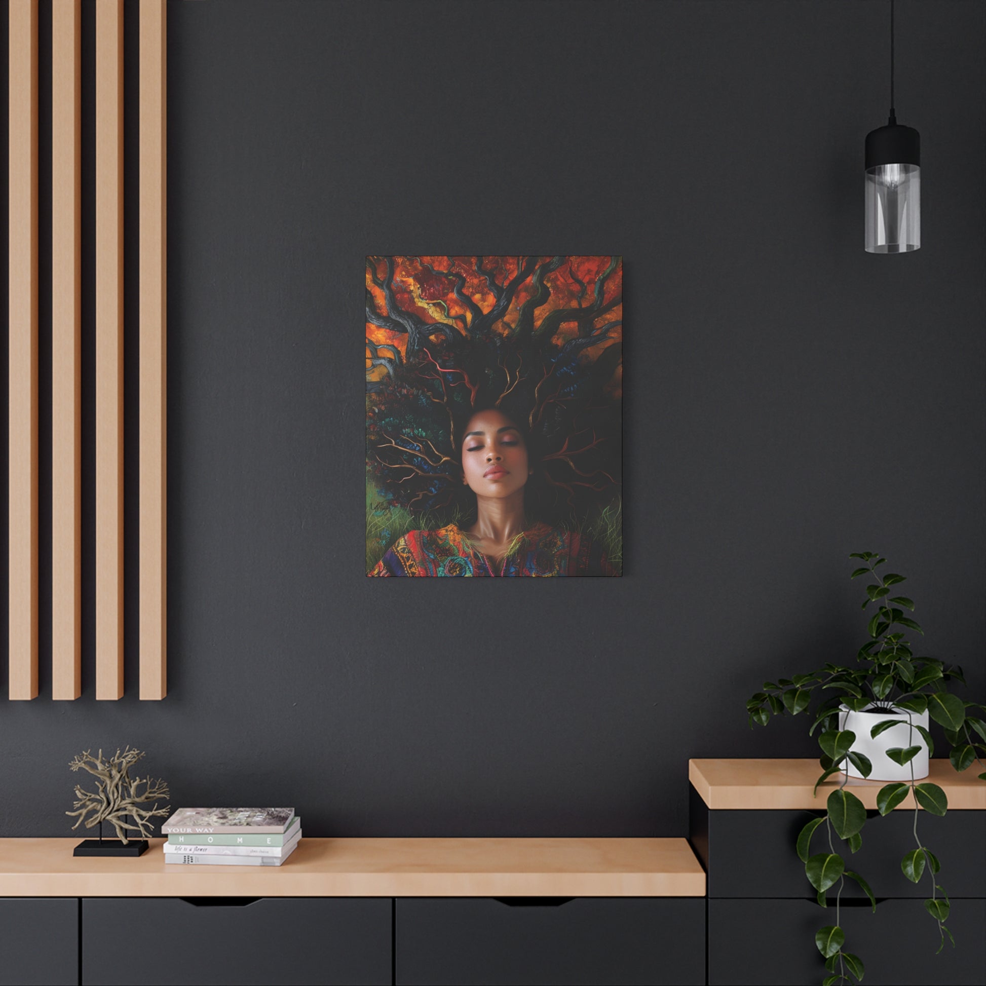 Rooted In My Mind Afrocentric Black Woman Inspirational Spiritual Art Canvas Wall Print - Xtreme Shopper