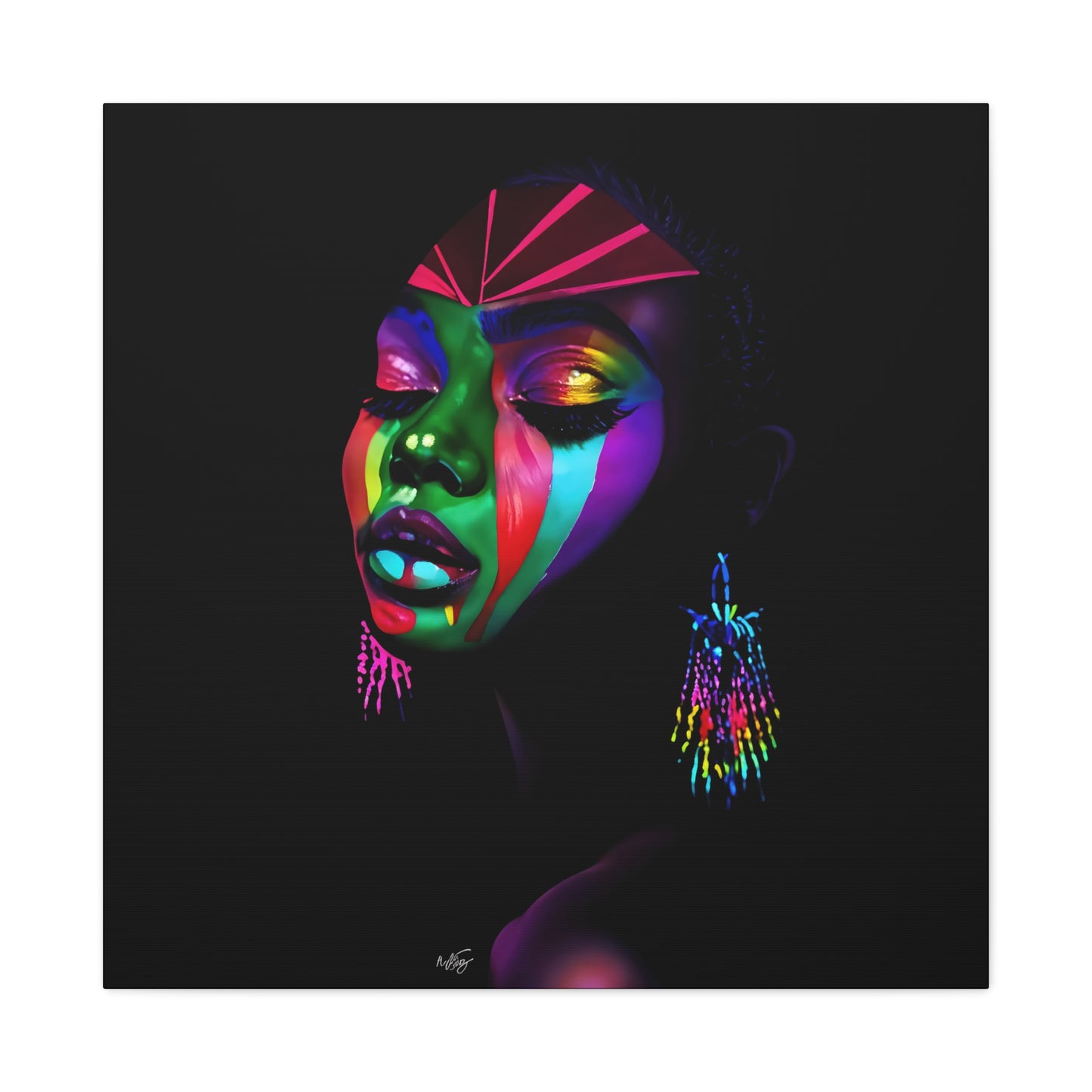 Original Makeup Black Woman Art Canvas Wall Print