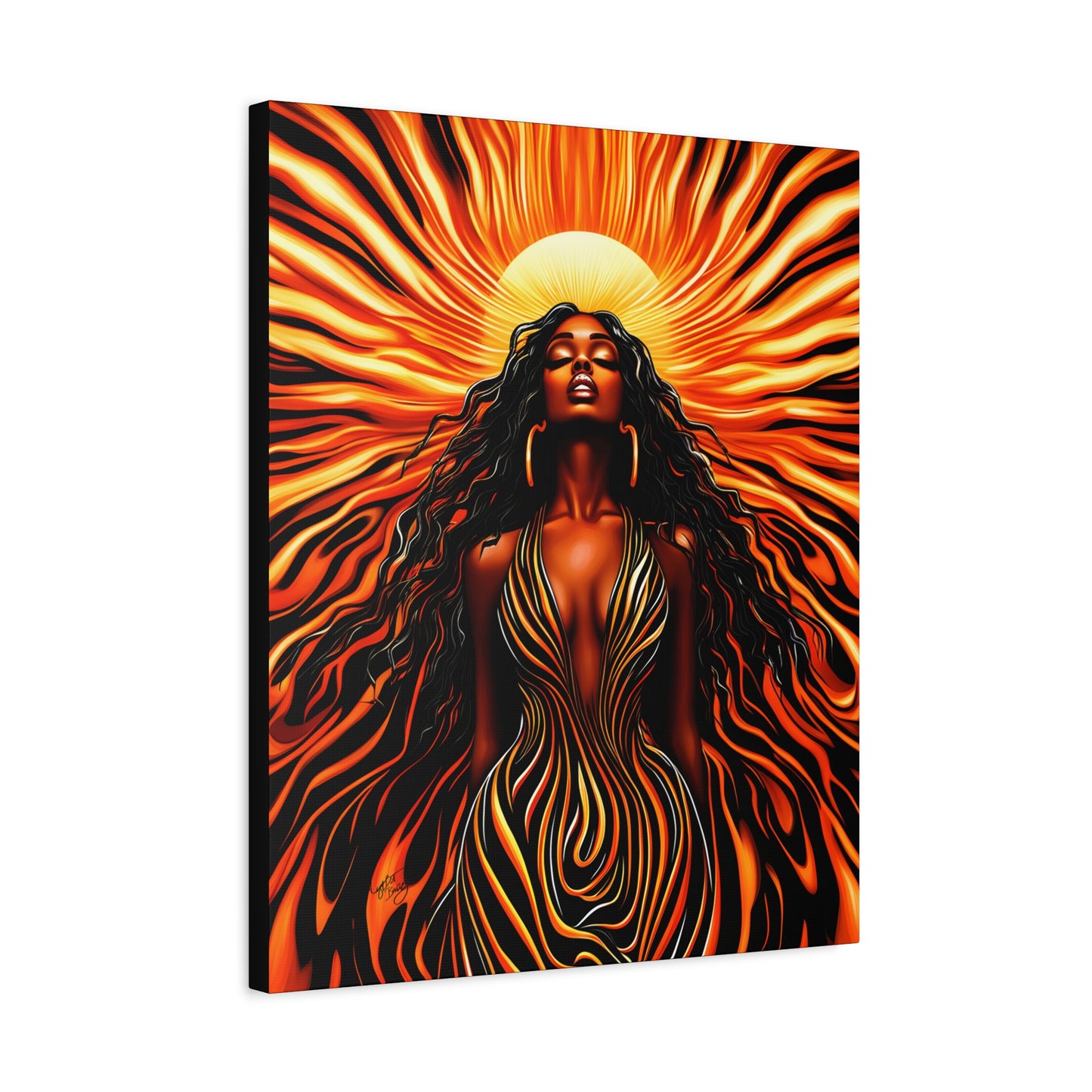 Sunkissed Afrocentric Black Woman Abstract Art Canvas Wall Print