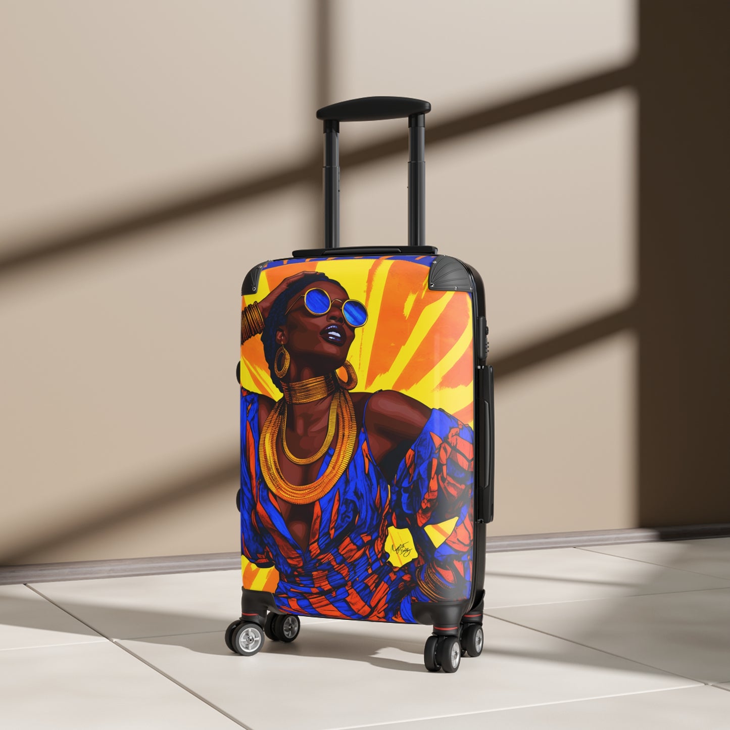 Vacation Vibing Black Woman Art Hardshell Hardside Lockable Spinner Suitcase Luggage