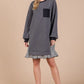 Ces Femme Striped Patchwork Round Neck Terry Sweatshirt Dress - Xtreme Shopper