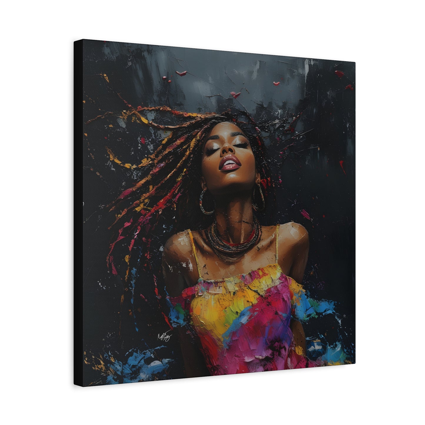 Euphoria Afrocentric Black Woman Abstract Art Canvas Wall Print