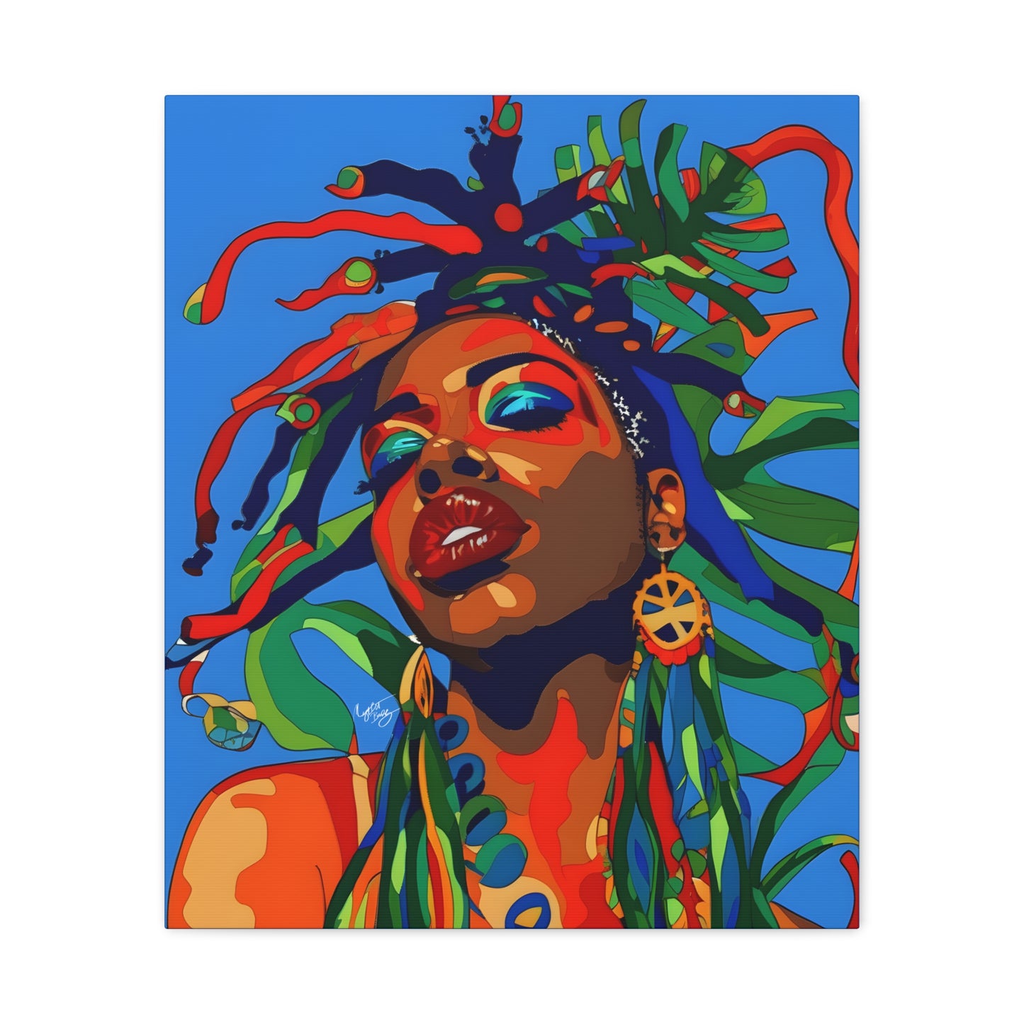 I'm Feeling It Afrocentric Black Woman Abstract Art Canvas Wall Print