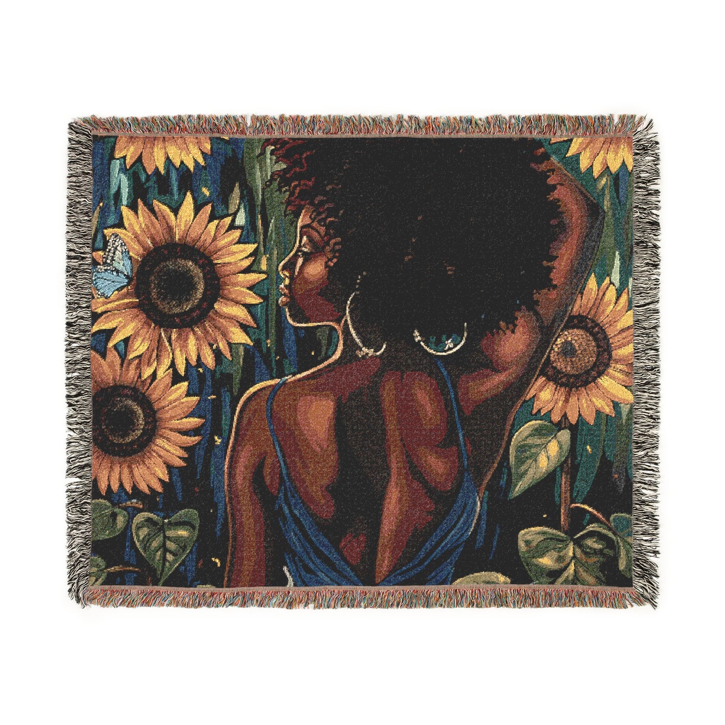 In The Garden Abstract Black Woman Afrocentric Art Woven Throw Blanket - Xtreme Shopper
