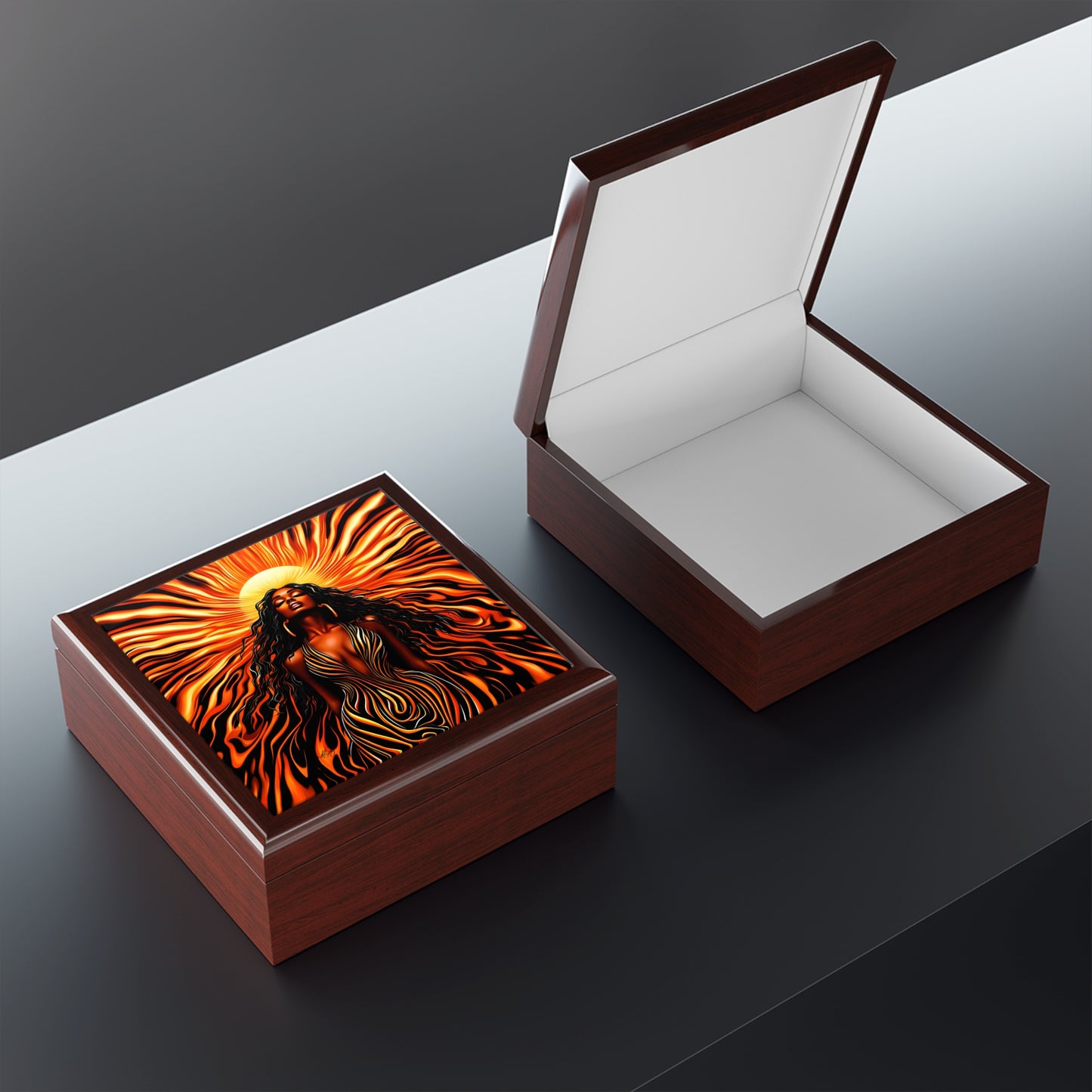 Sun Kissed Black Woman Afrocentric Art Themed Jewelry Box