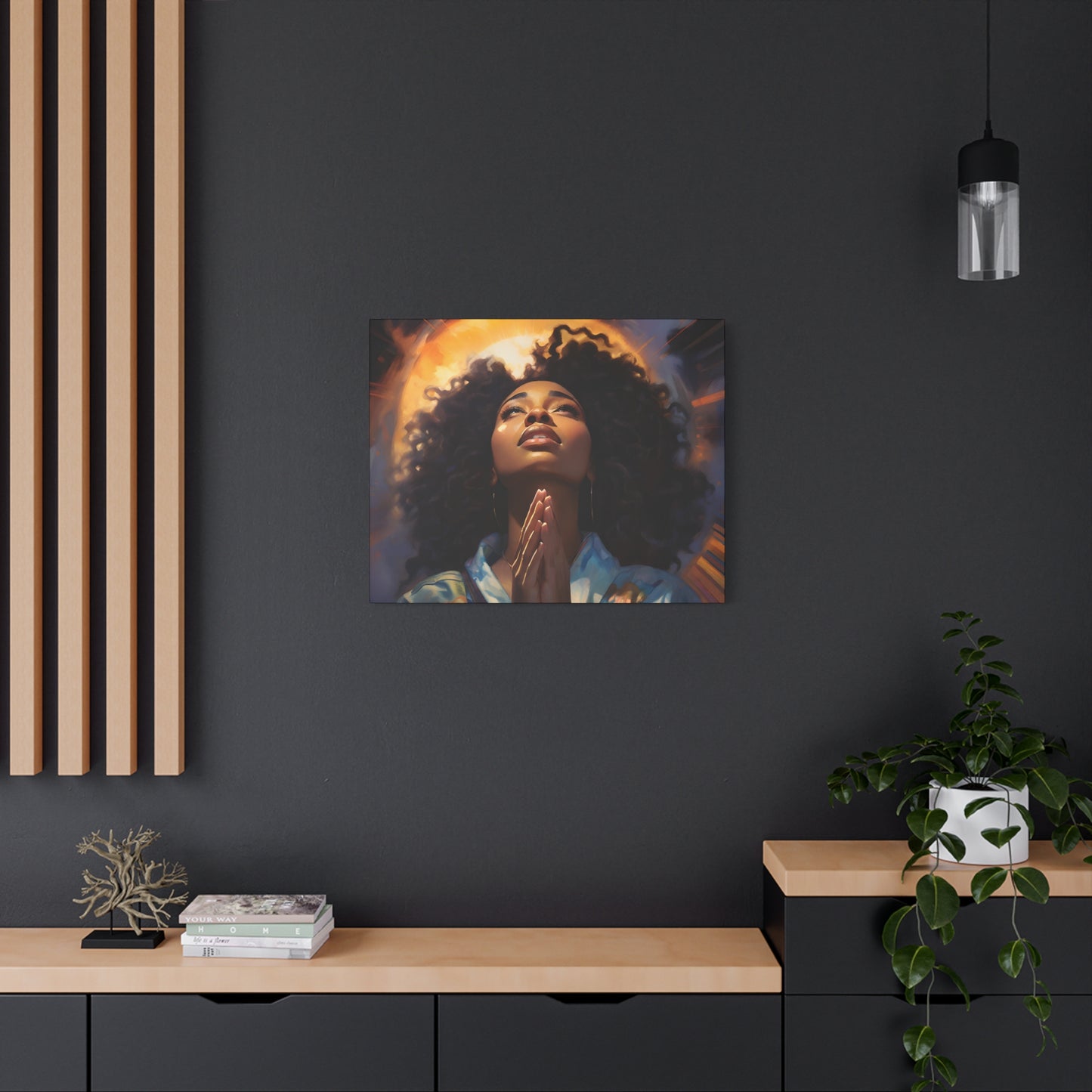 Please Deliver Me Peace The Moment Afrocentric Black Woman Spiritual Art Canvas Wall Print