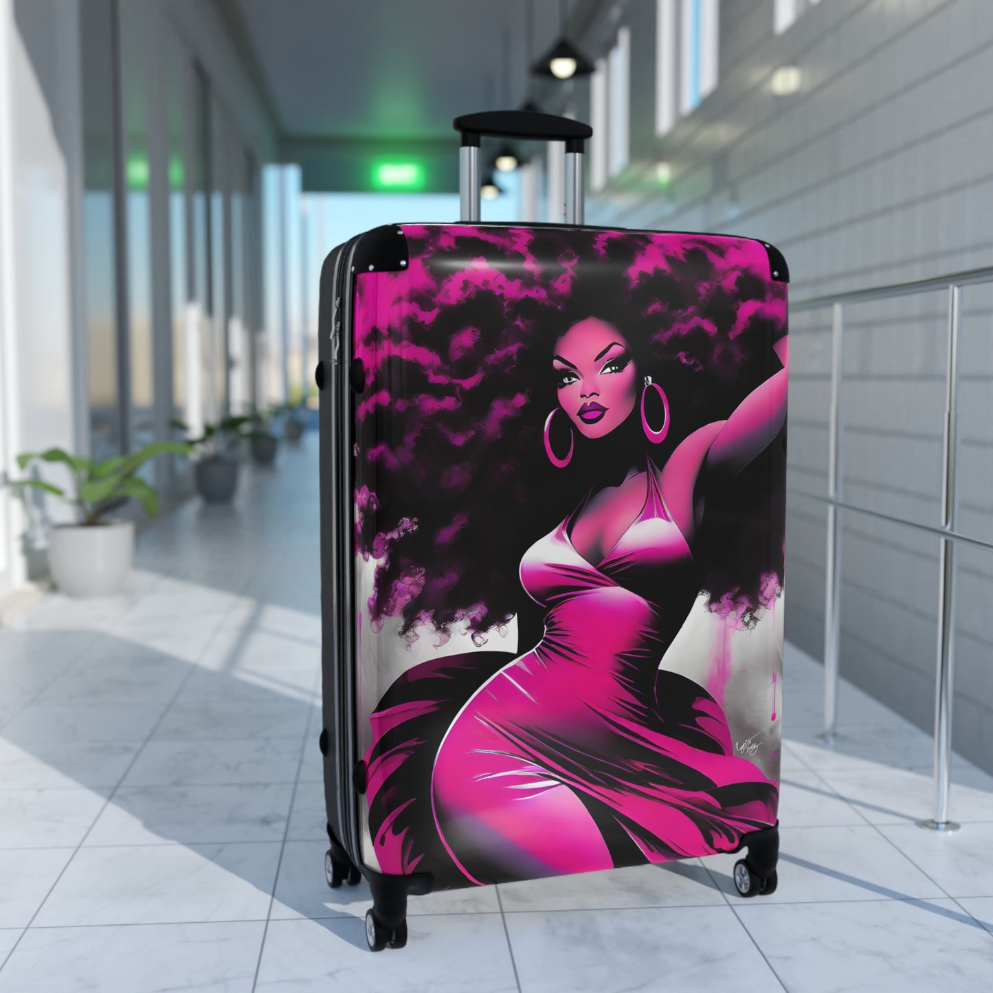 I Am She Black Woman Art Hardshell Hardside Lockable Spinner Suitcase