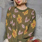 POL Floral Pattern Round Neck Balloon Sleeve Wool Blend Sweater - Xtreme Shopper