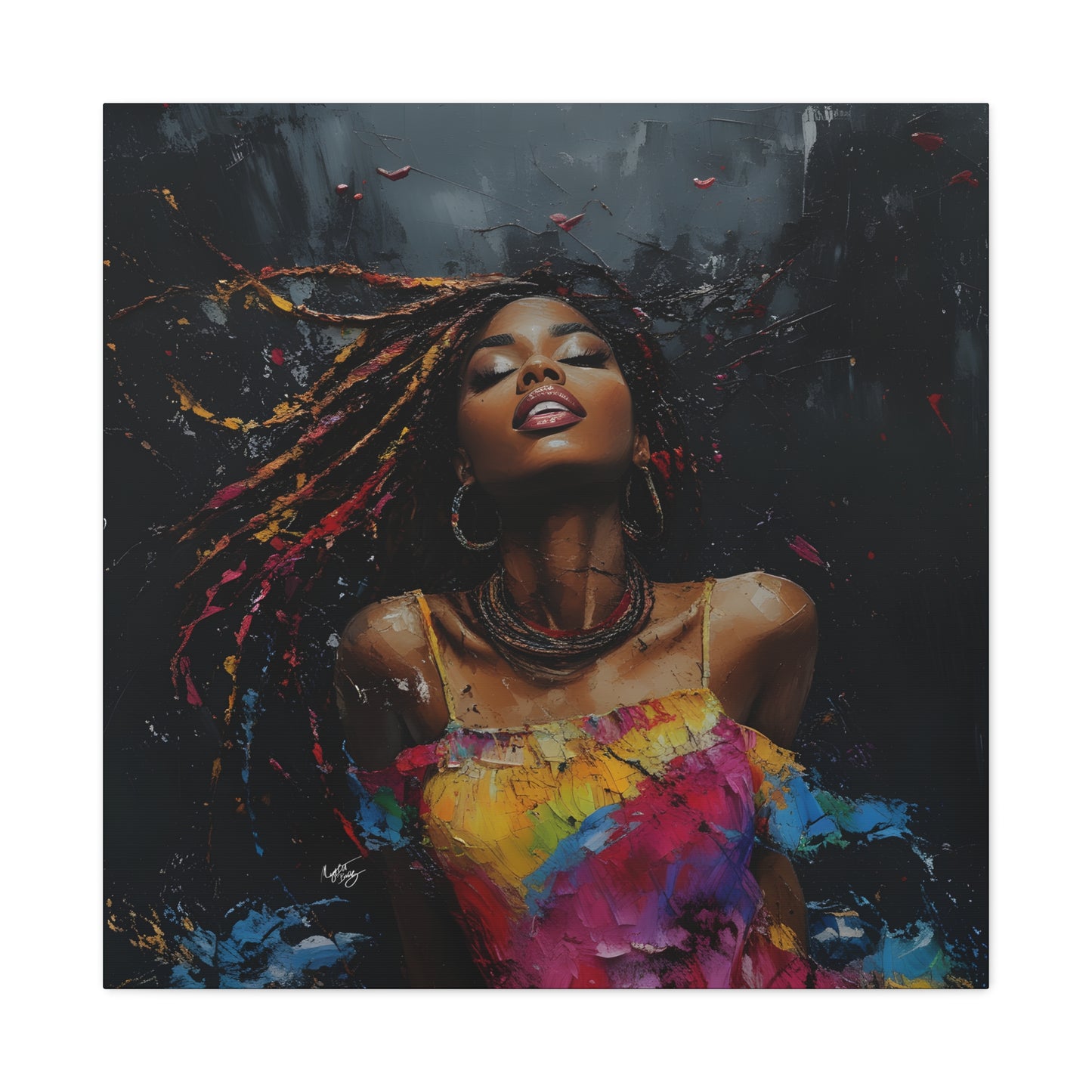 Euphoria Afrocentric Black Woman Abstract Art Canvas Wall Print - Xtreme Shopper