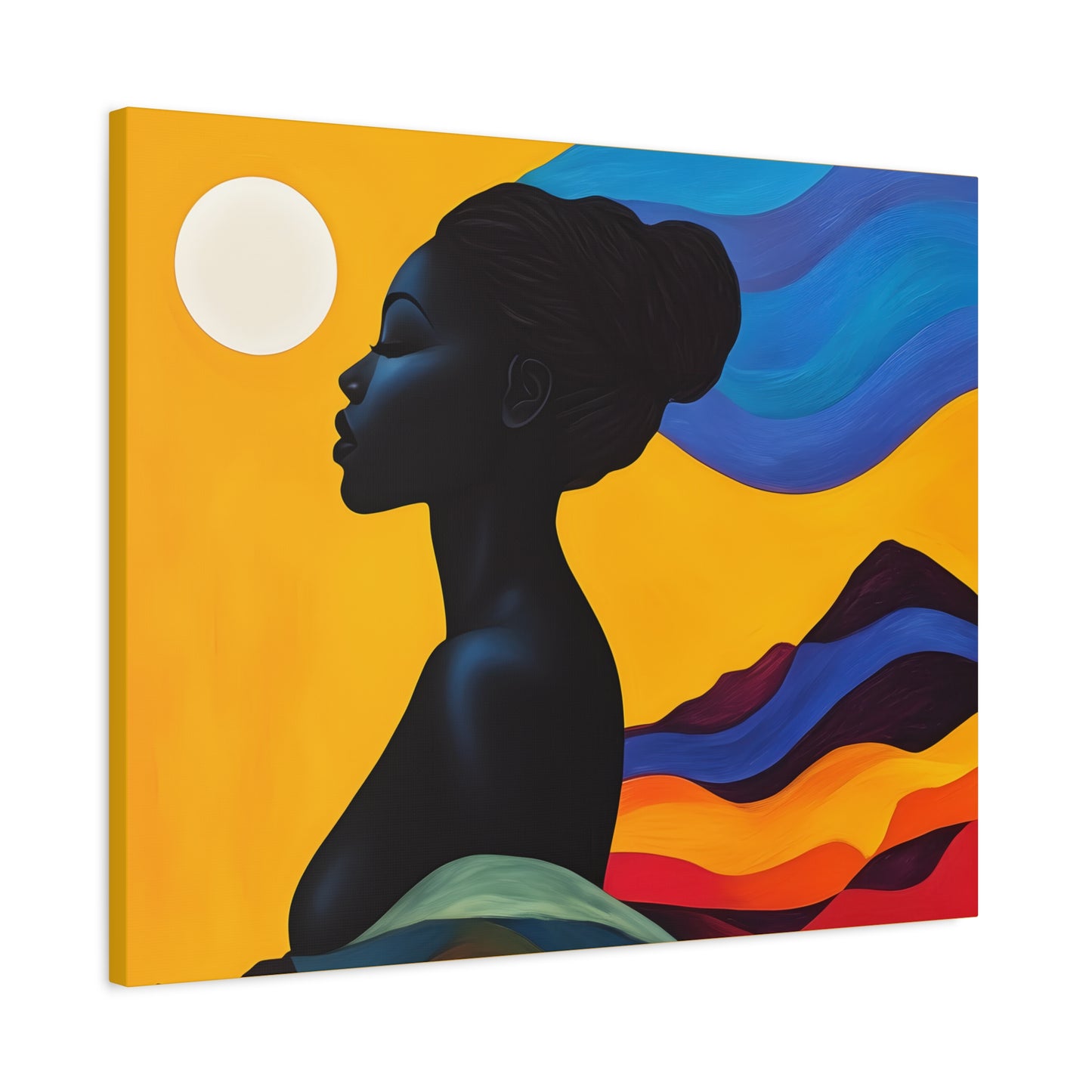 Serenity In Full Color Black Woman Art Canvas Wall Print
