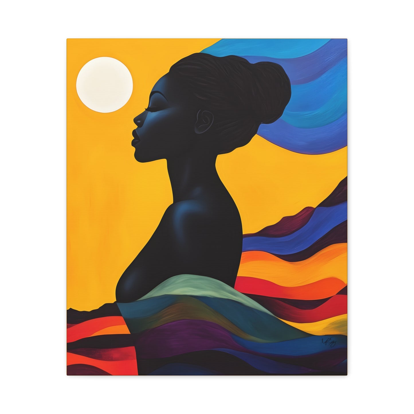 Serenity In Full Color Black Woman Art Canvas Wall Print