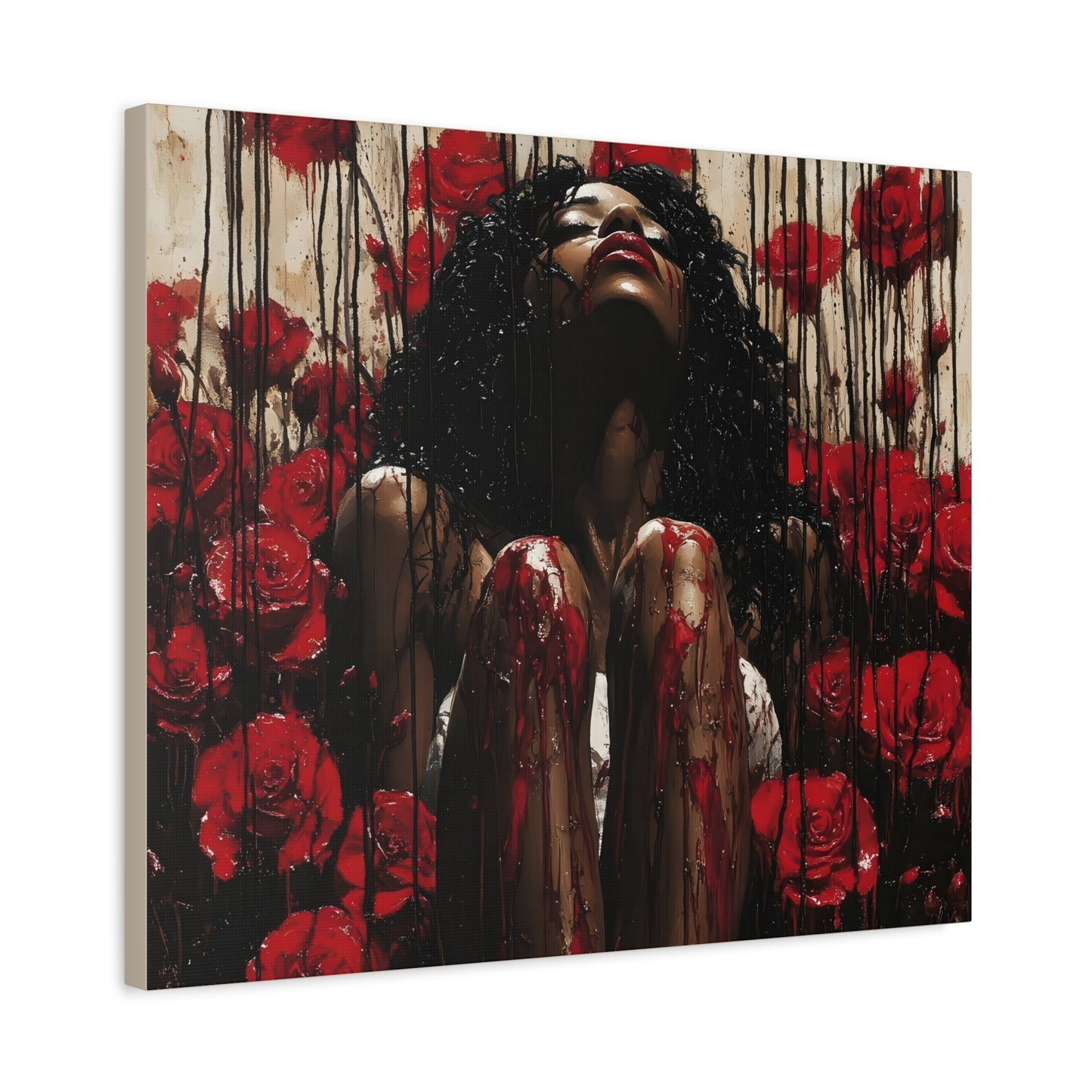Like A Rose Black Woman Art Canvas Wall Print
