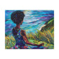 There's Peace By The Sea Afrocentric Black Woman Art Canvas Wall Print