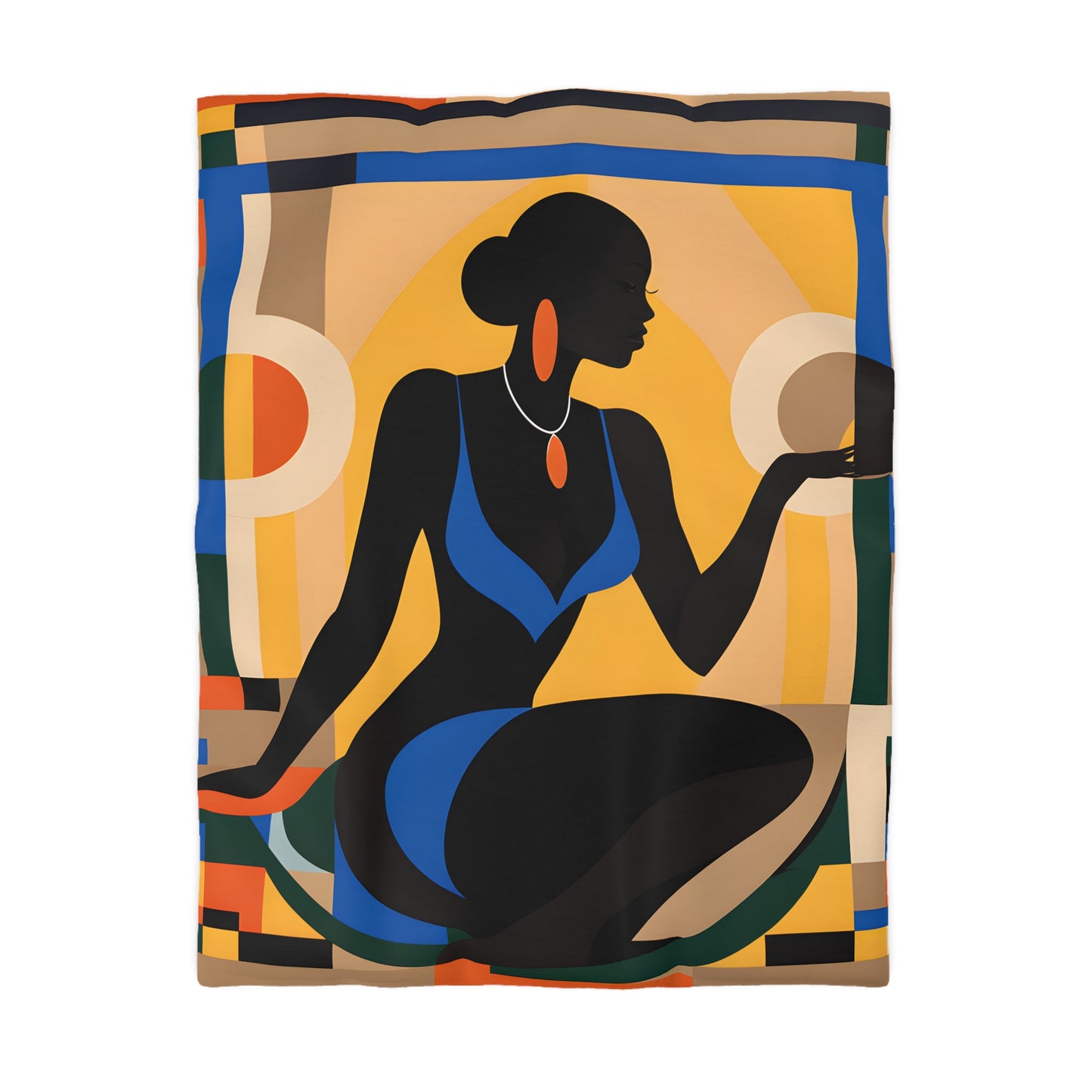 Rising Sun Black Woman Abstract Art Microfiber Duvet Cover